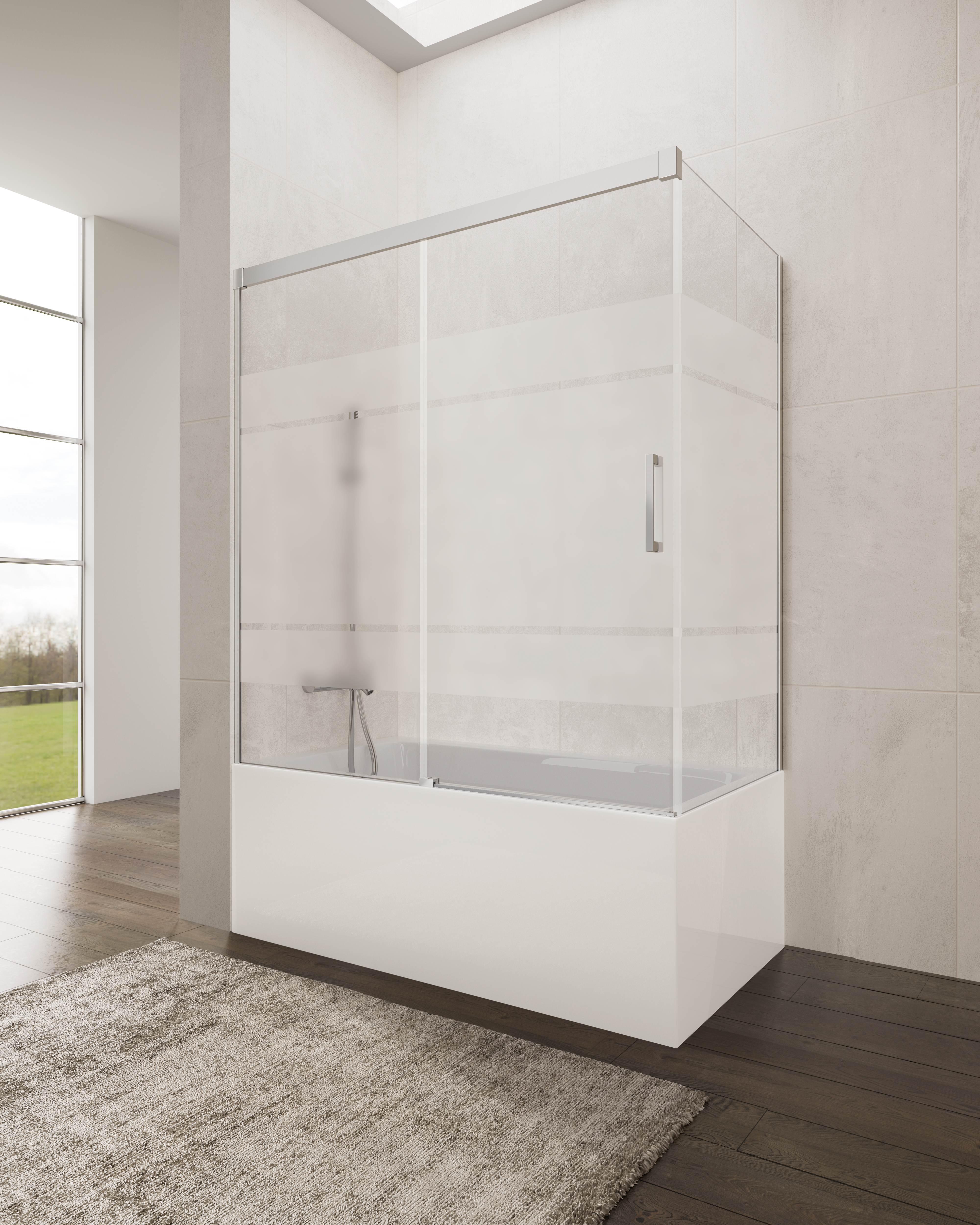 PAROI BAIGNOIRE BASIC LAT75+FRON COUL FROST CHR 145 - 6050+5458+6066+5444
