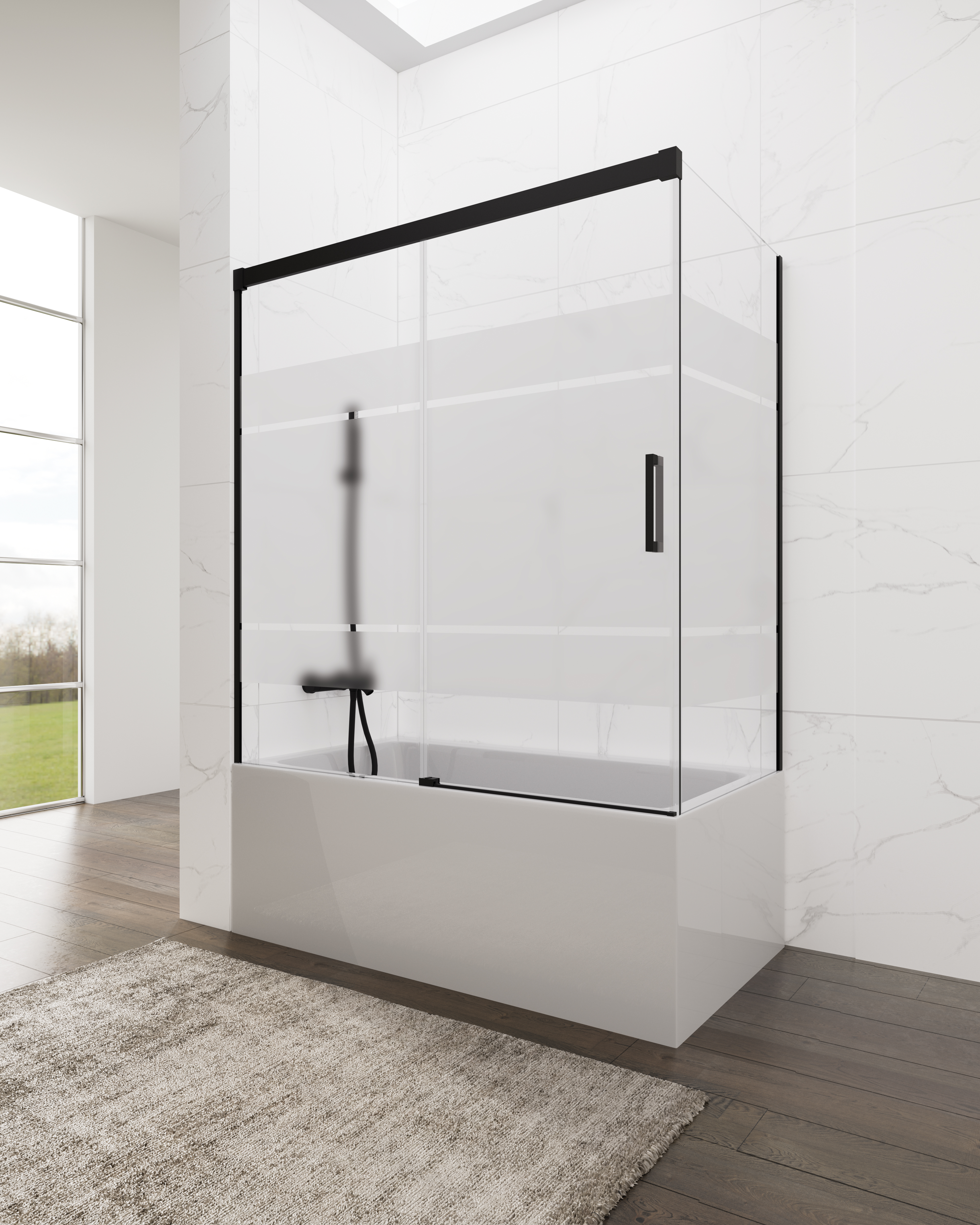 PAROI BAIGNOIRE BASIC LAT70+FRON COUL FROST NOIR 145 - 6050+5494+6065+5492