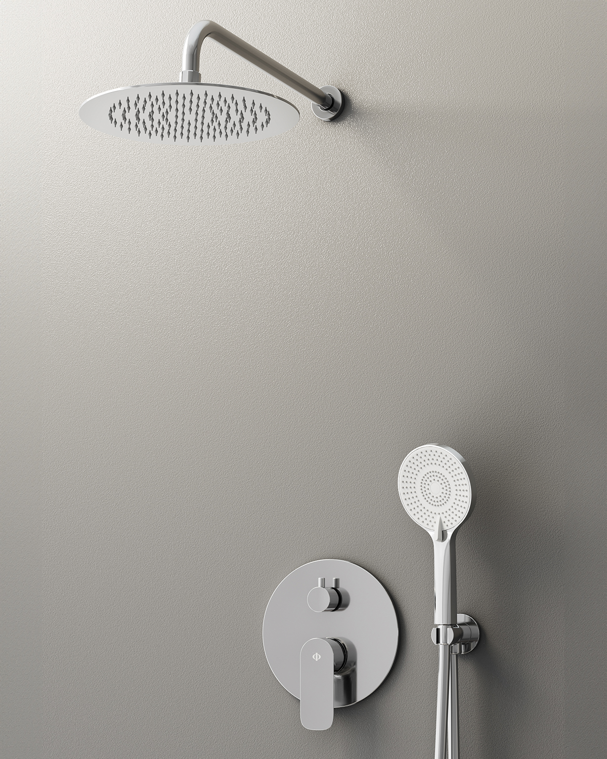CASSIO MITIGEUR DOUCHE ENCASTRE CHROME + TETE MURALE - 3086+3300+3025+3059
