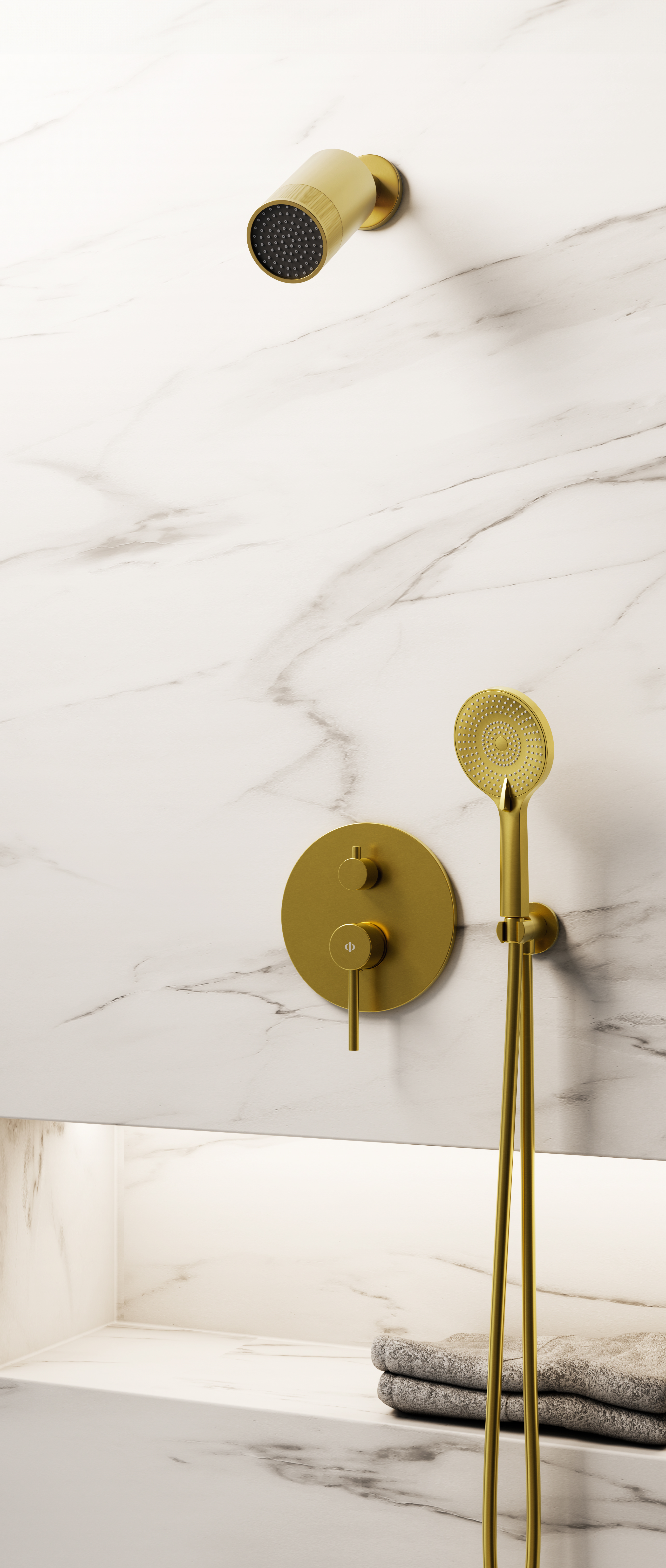 MITIGEUR DOUCHE ENCASTRE SIRIO GOLD + MINIMAL TETE PLUIE - 3086OR+3290OR