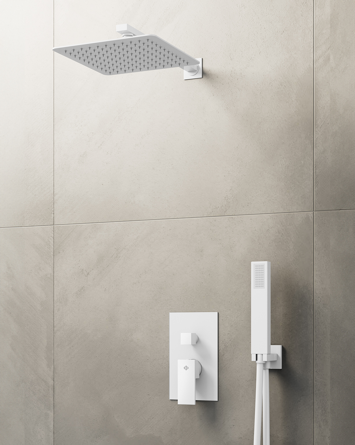 ORION MITIGEUR DOUCHE ENCASTRE BLANC + TETE MURALE - 3088BL+3024BL+3058BL
