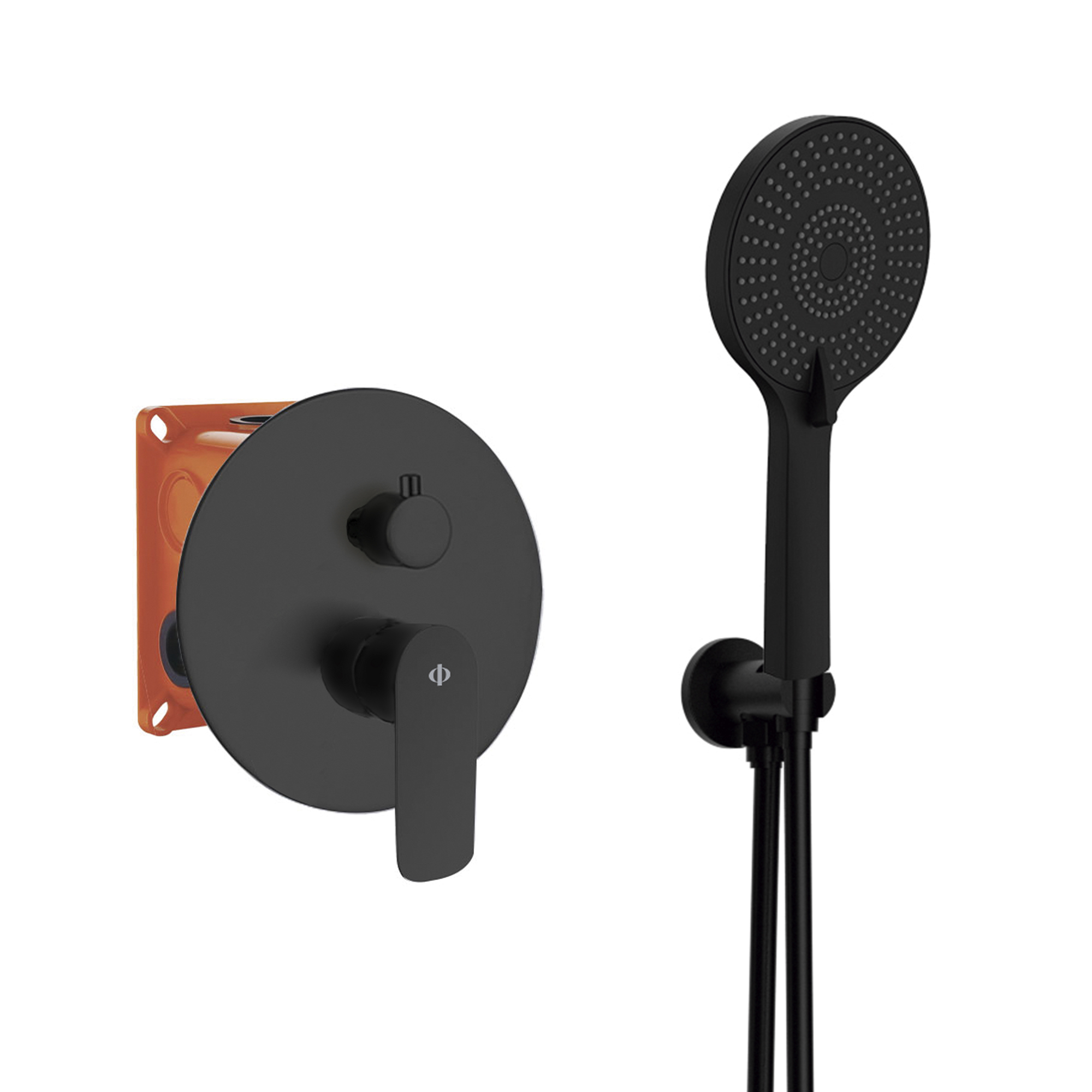 ENSEMBLE ENCASTRE 2 FONCT. MITIGEUR ROUND NOIR C/K