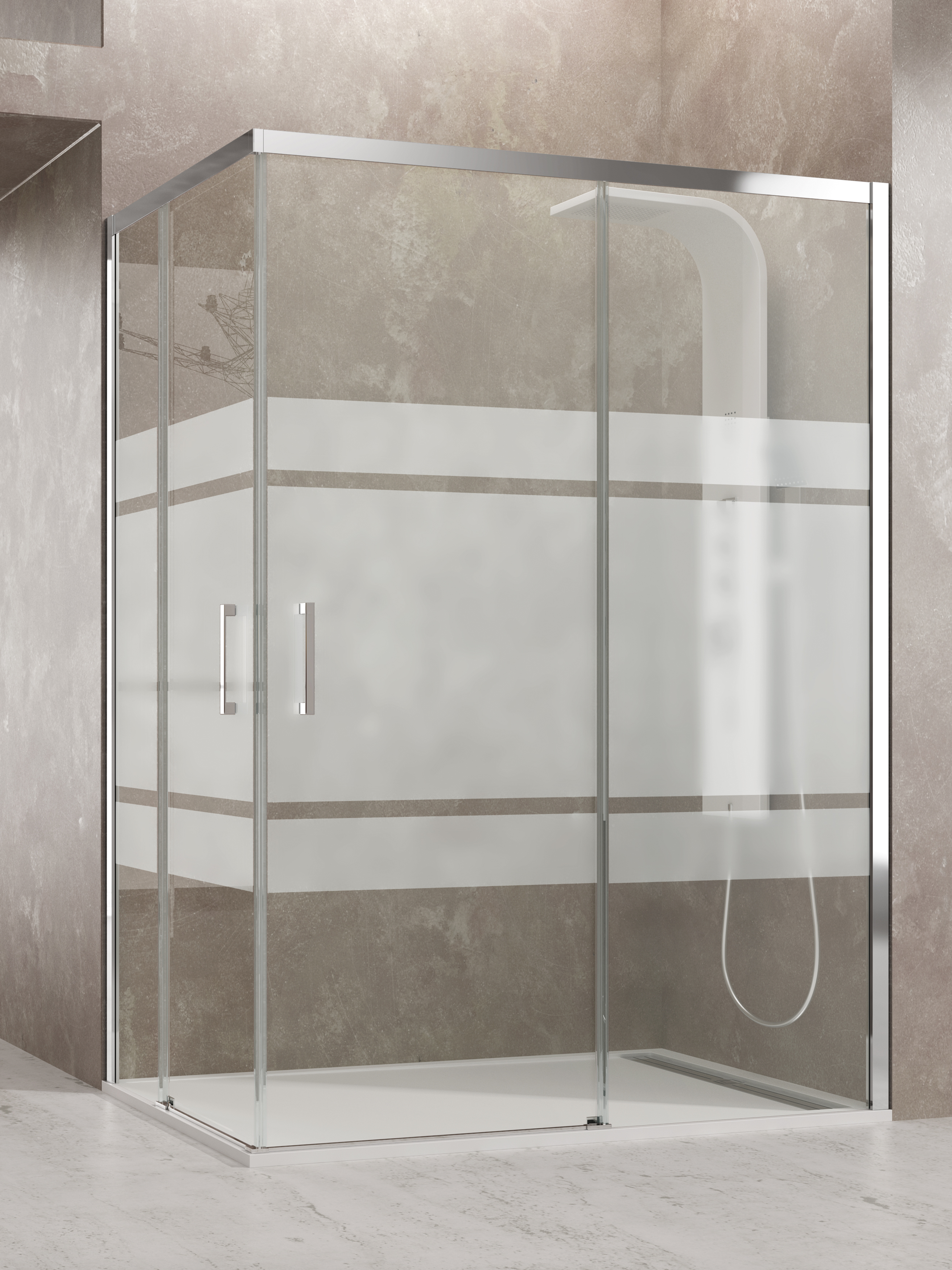 PAROI DE DOUCHE AKTUAL ANGULAIRE SG CHR 100X70 - 0598+0595