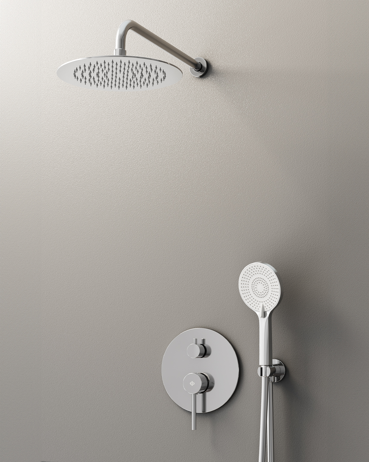 MITIGEUR DOUCHE ENCASTRE SIRIO CHROME + TETE MURALE - 3086+3025+3059