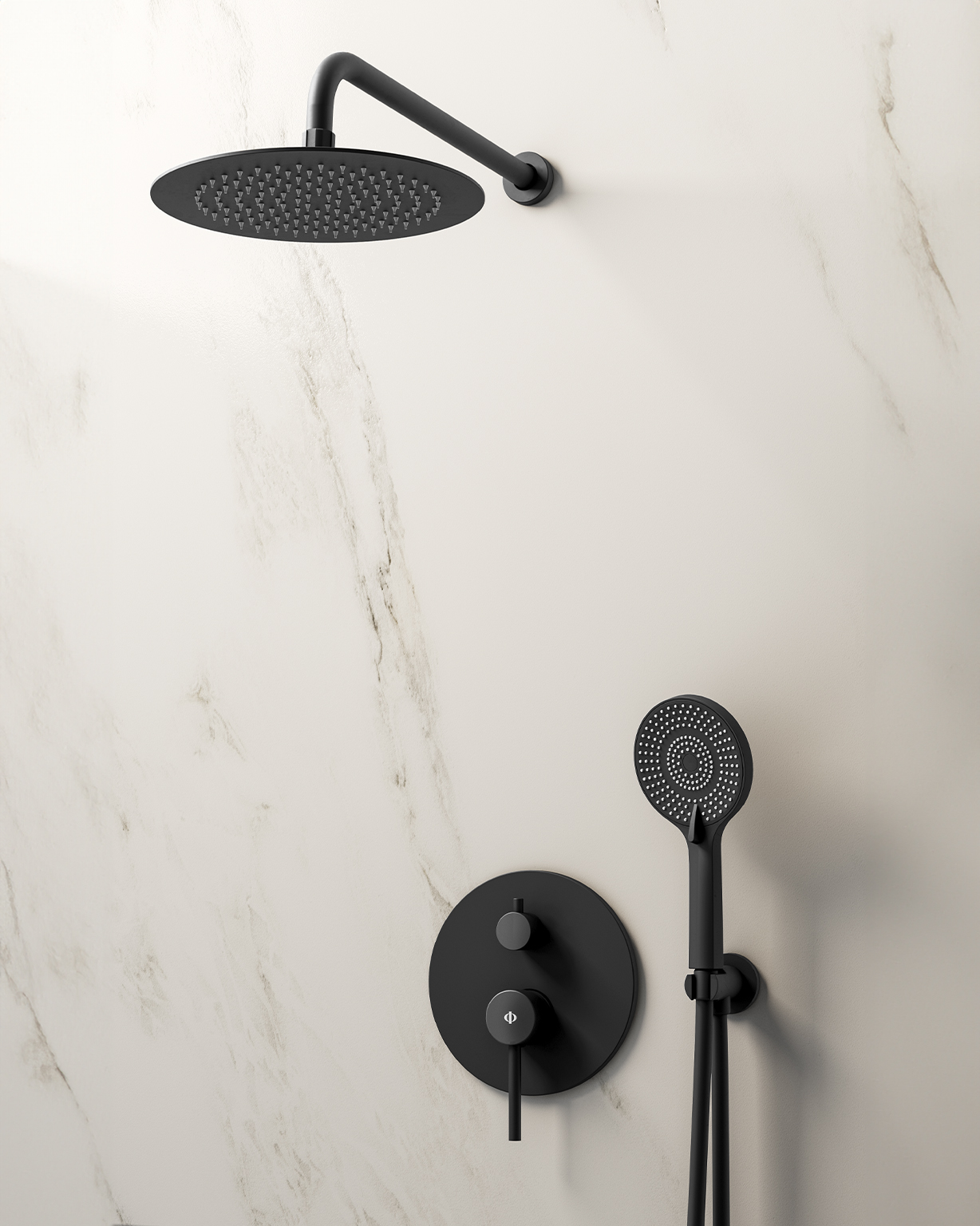 MITIGEUR DOUCHE ENCASTRE SIRIO NOIR + TETE MURAL - 3087+3161+3155