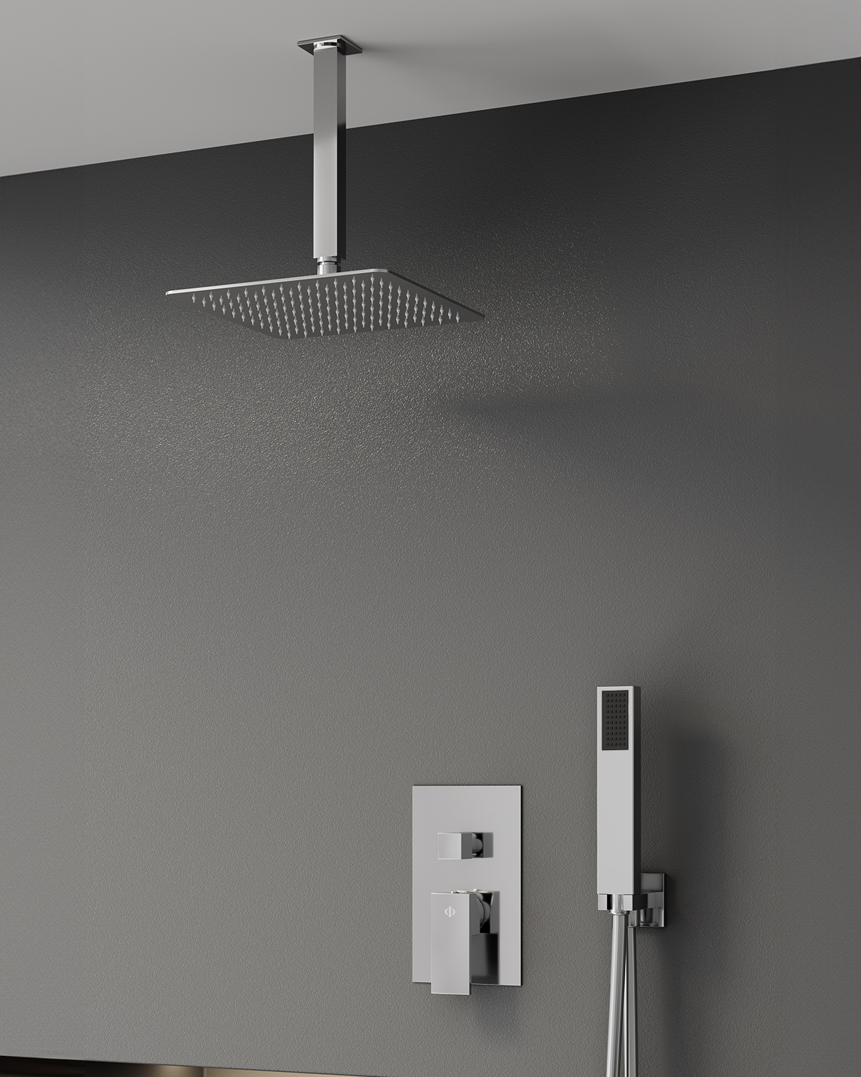 ORION MITIGEUR DOUCHE ENCASTRE CHROME + TETE AU PLAFOND - 3088+3027+3058