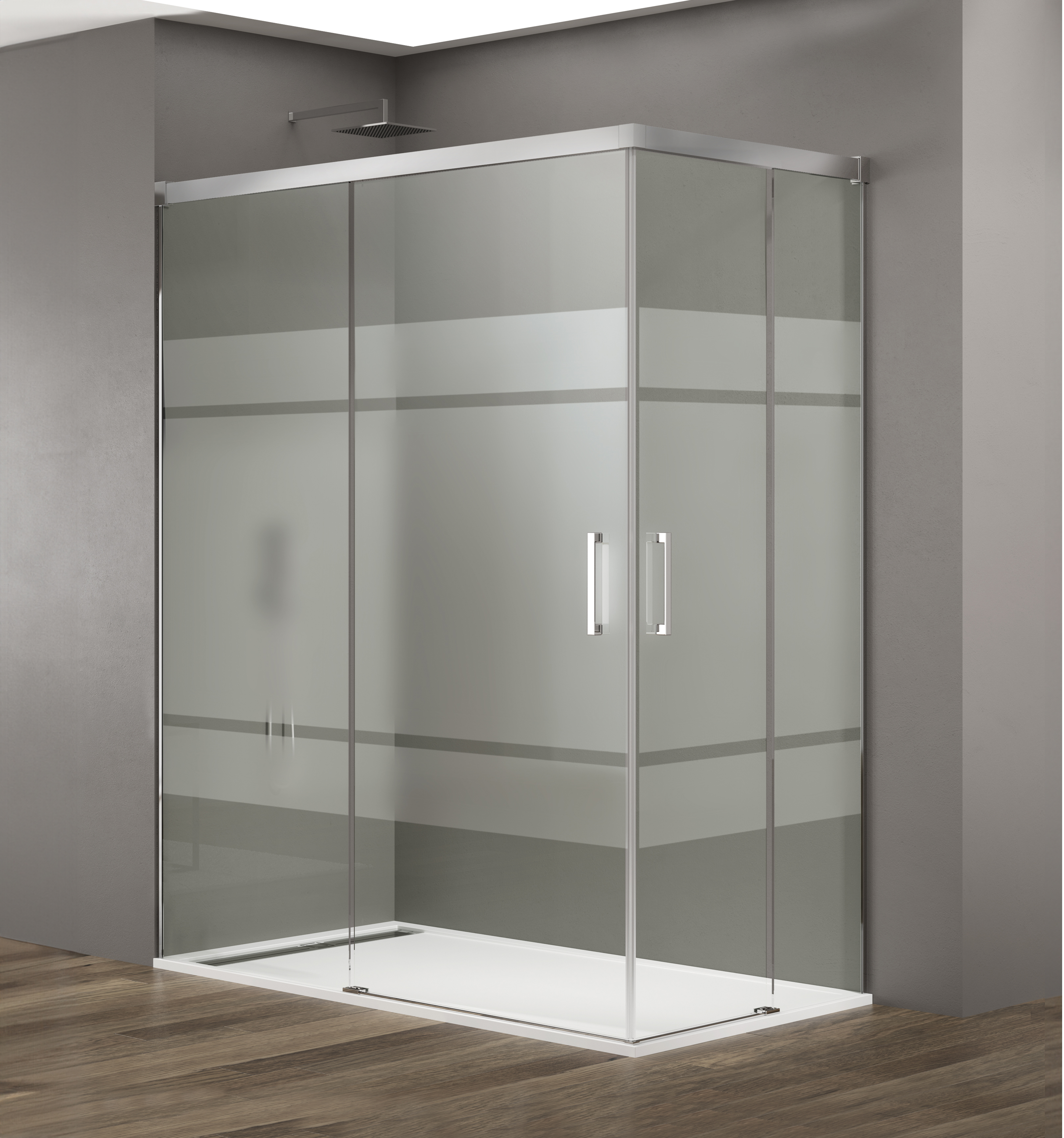 PAROI DE DOUCHE BASIC ANGULAIRE FROST CHR 100X100 - 6021+6021+5424