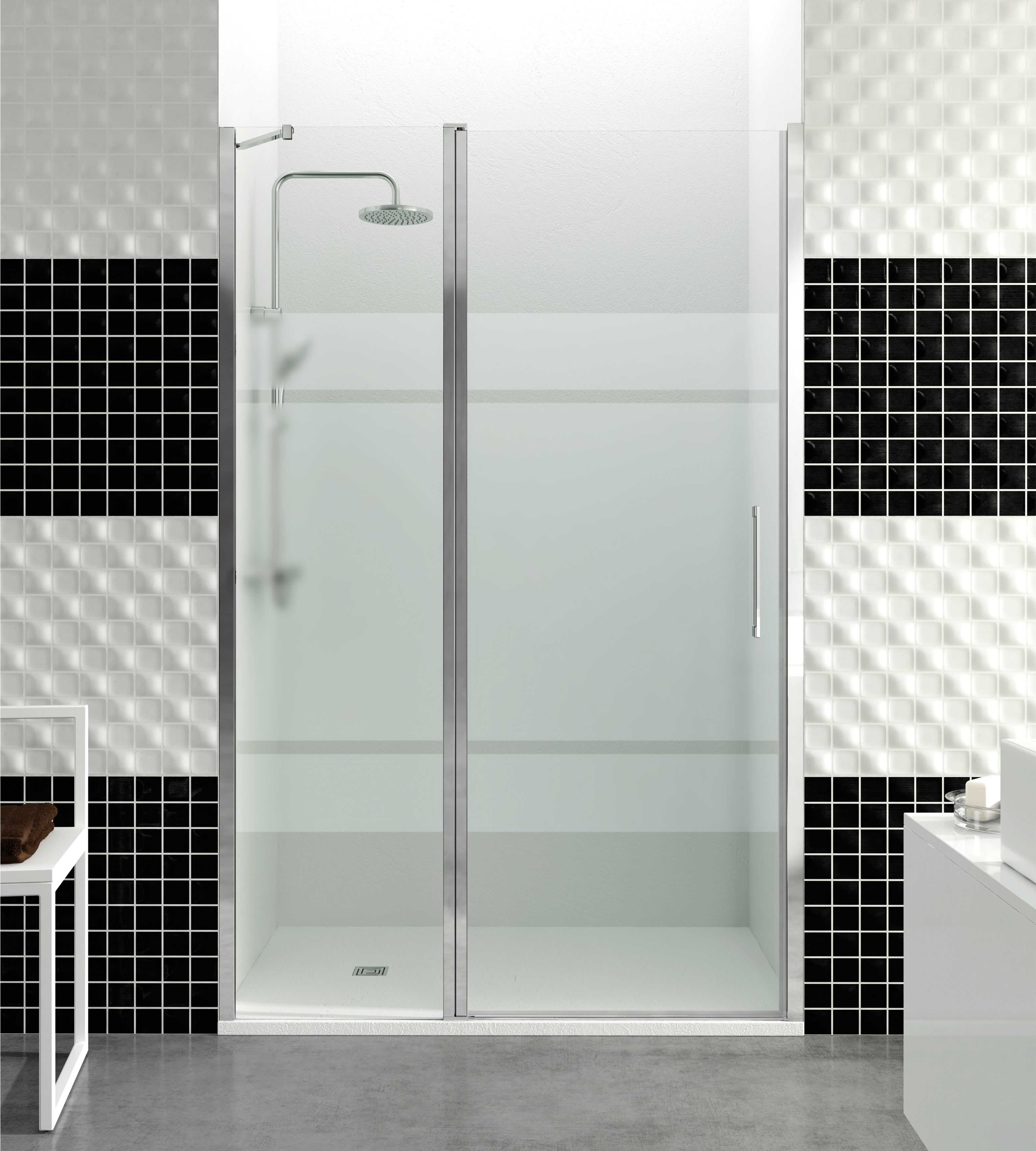 PAROI DE DOUCHE OPEN COMBI D 1F1P SG CHR 95 (30+65) - 1280+1287+1212