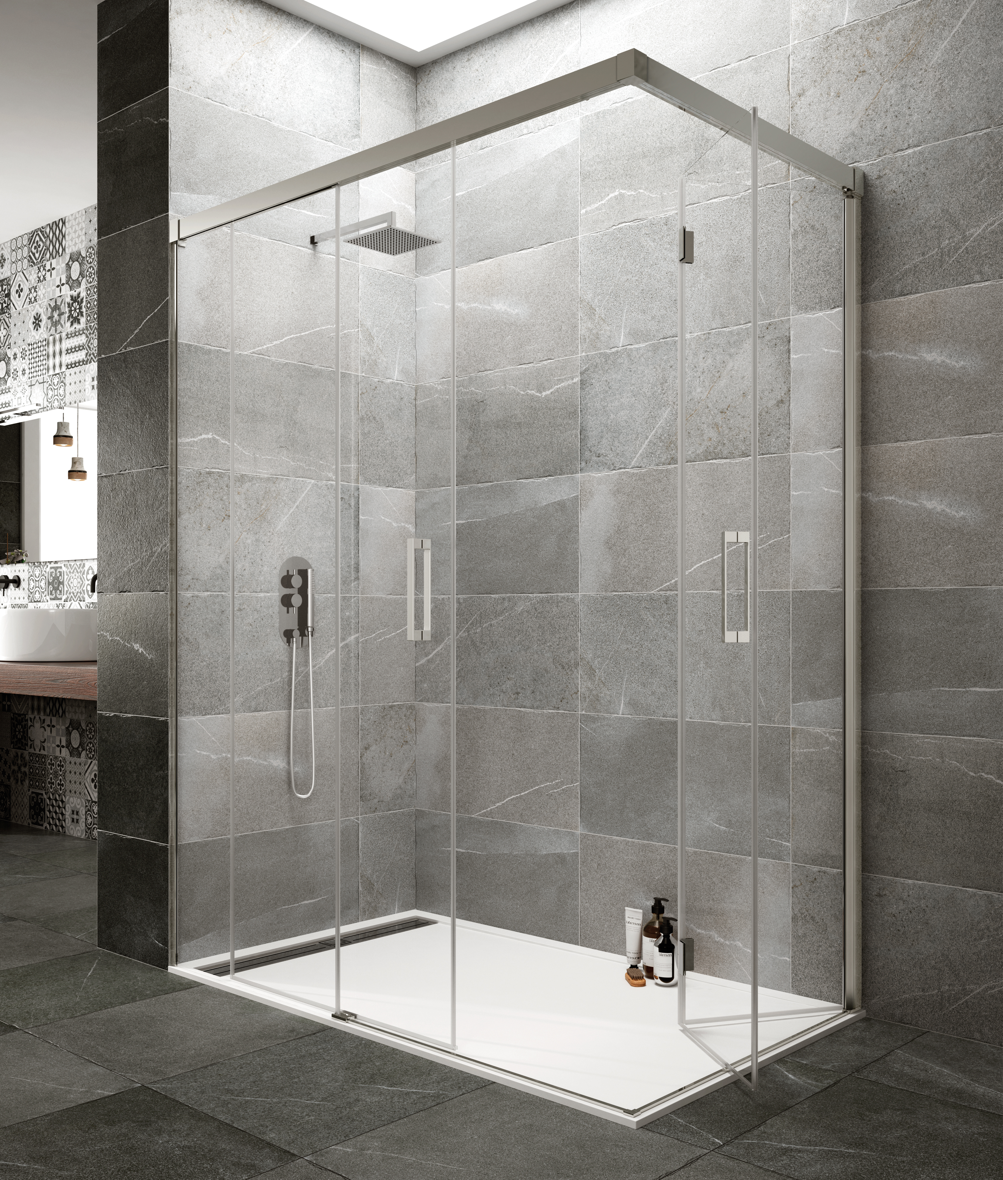 PAROI DE DOUCHE TANDEM ANGULAIRE COUL-REPL TP CHR 130X90 - 5006+5424+1742 PAROI DE DOUCHE TANDEM ANGULAIRE COUL-REPL TP CHR 130X90 - 5006+5424+1742
