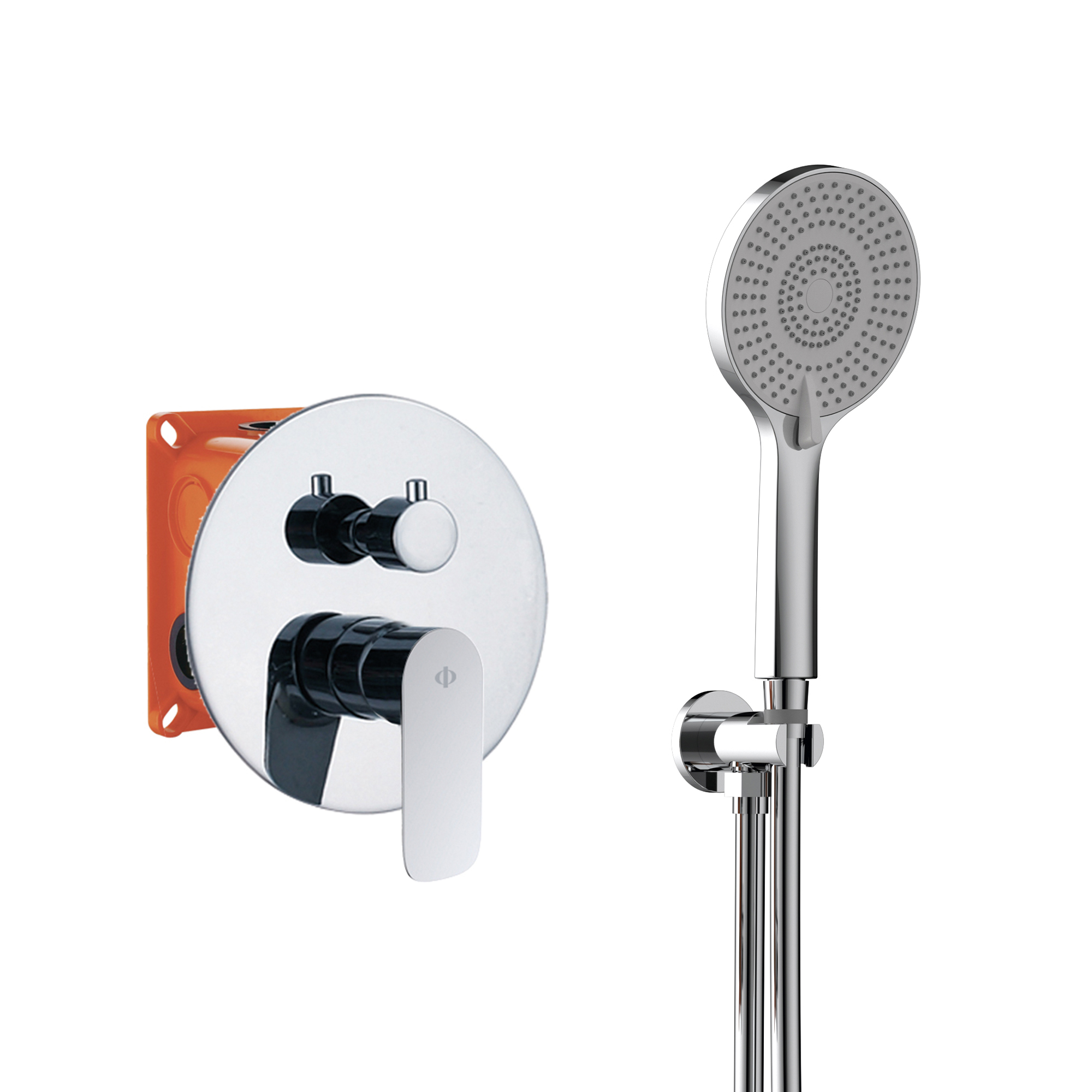 ENSEMBLE ENCASTRE 2 FONCT. MITIGEUR ROUND CHROME C/K