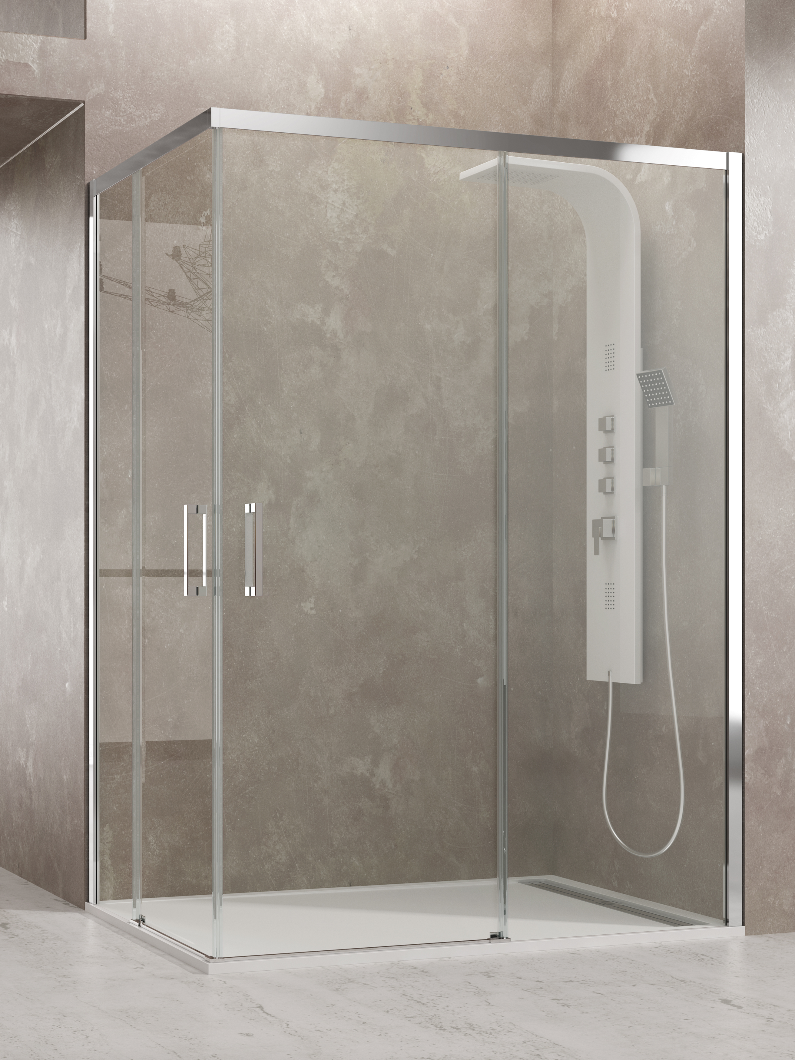 PAROI DE DOUCHE AKTUAL ANGULAIRE TP CHR 100X70 - 0323+0320