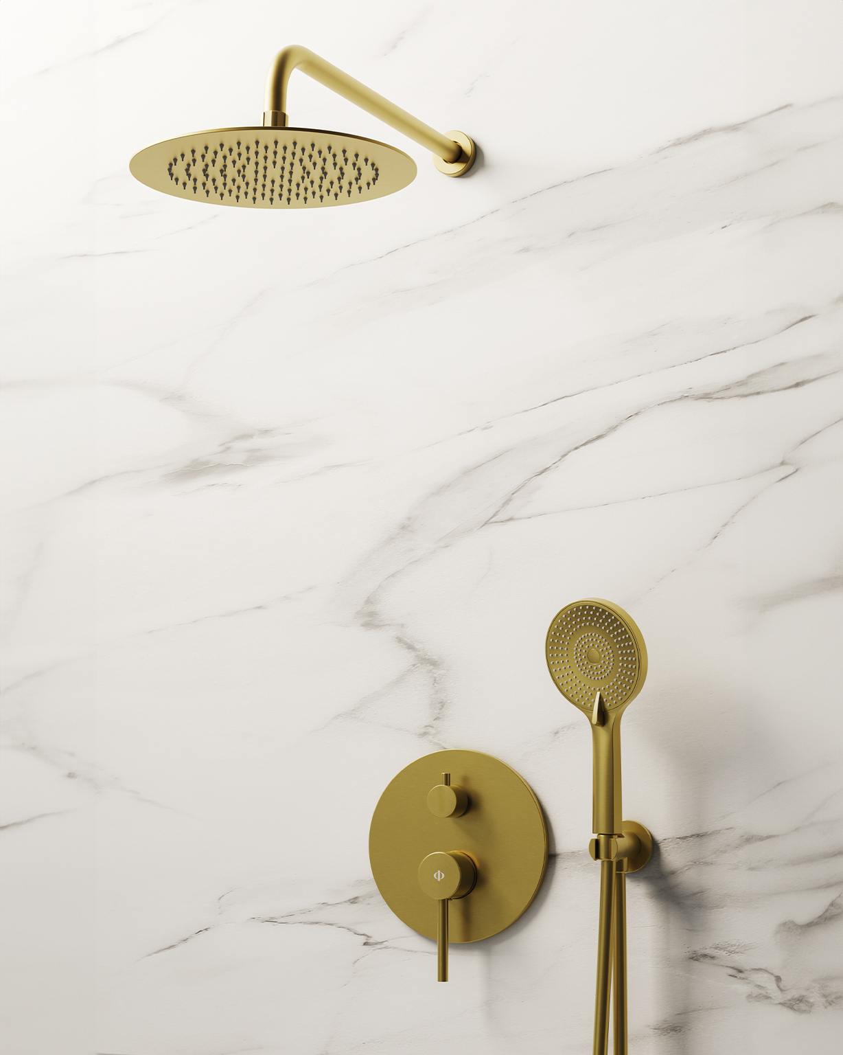 MITIGEUR DOUCHE ENCASTRE SIRIO GOLD + TETE MURALE - 3086OR+3025OR+3059OR
