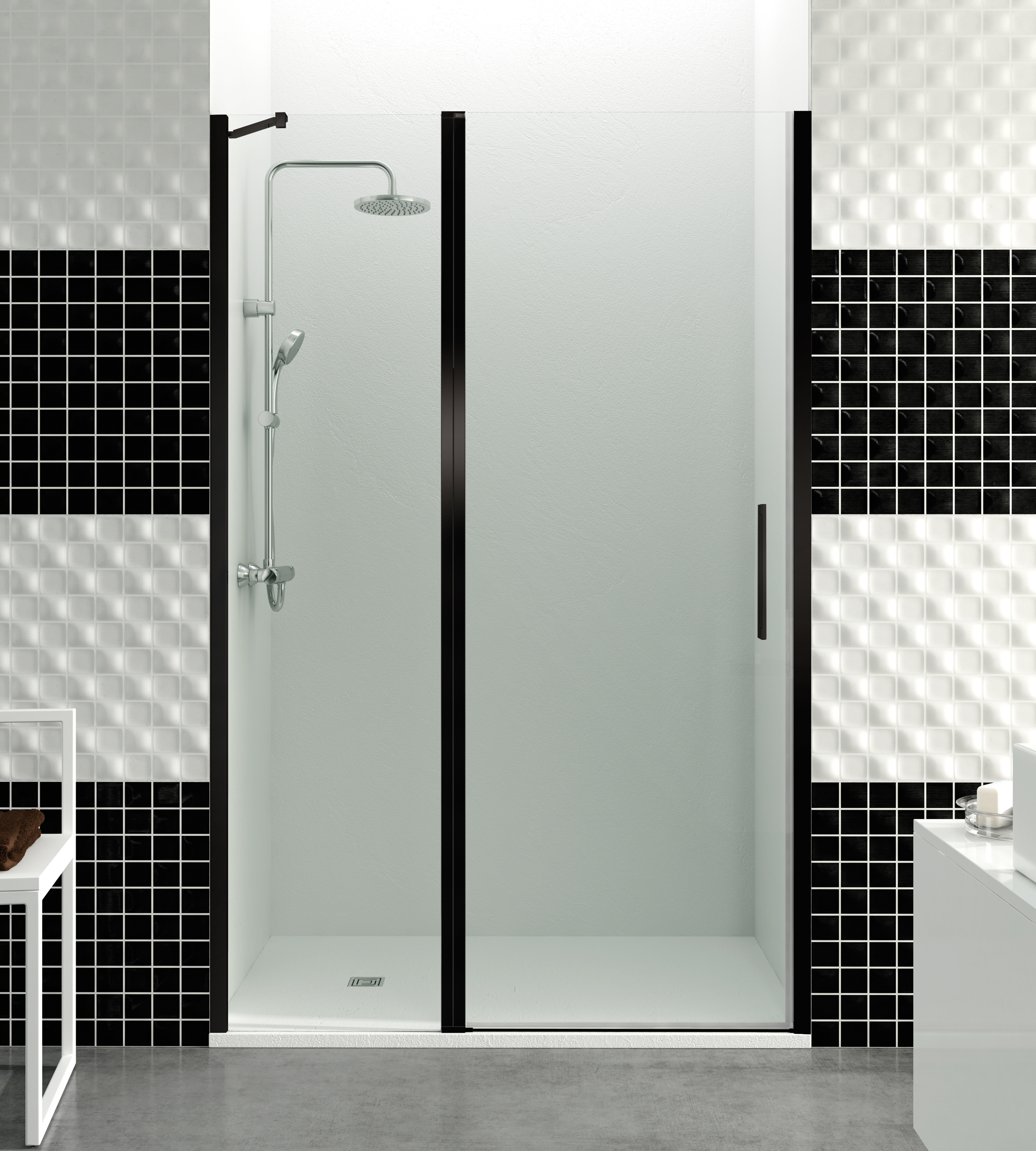 PAROI DE DOUCHE OPEN COMBI D 1F1P TP NO 145 (60+85) - 9003+9011+9013+1715N