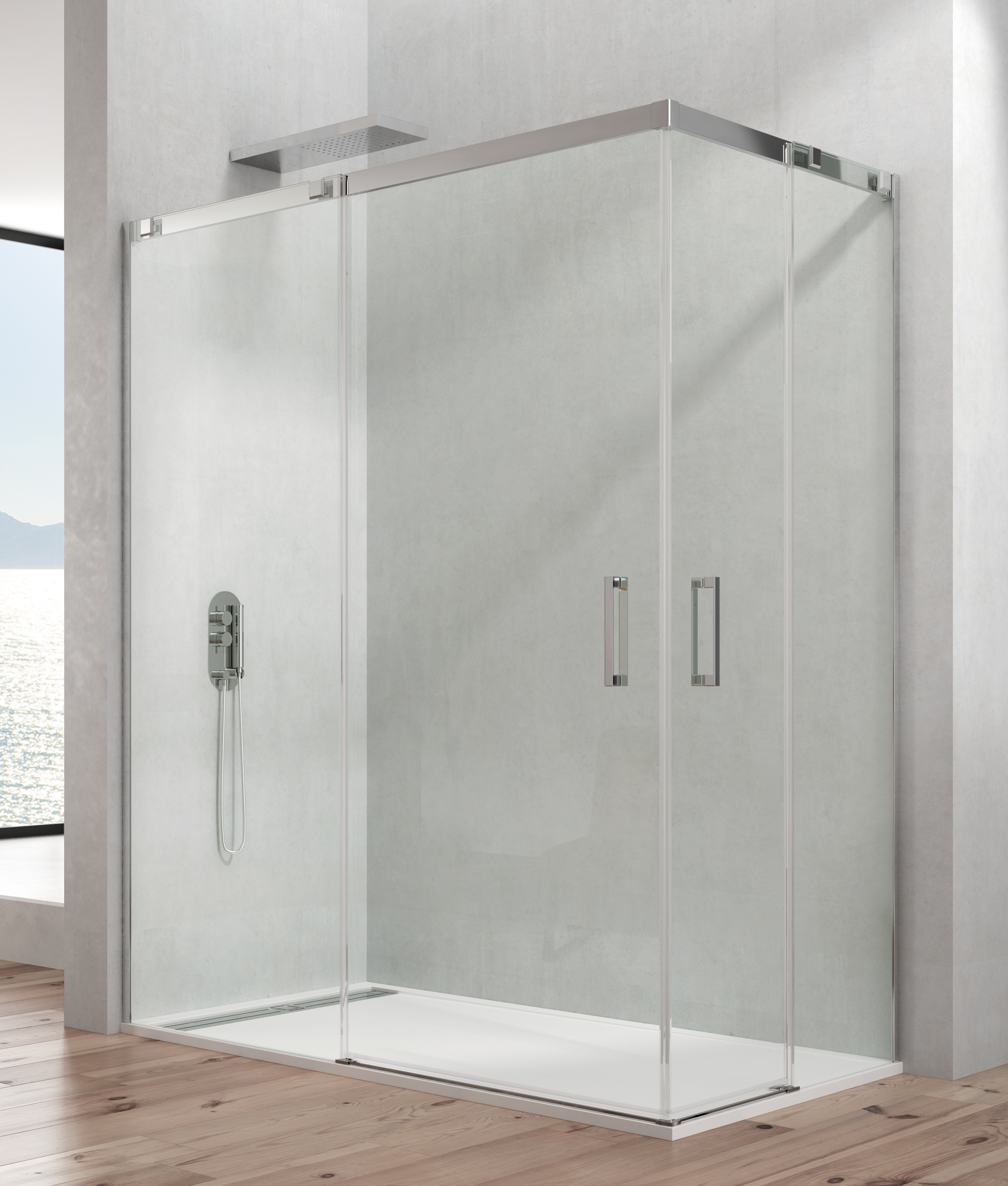 PAROI DE DOUCHE TEMPLE ANGULAIRE TP CHR 90X80 - 5020+5019+5123+5141+5140
