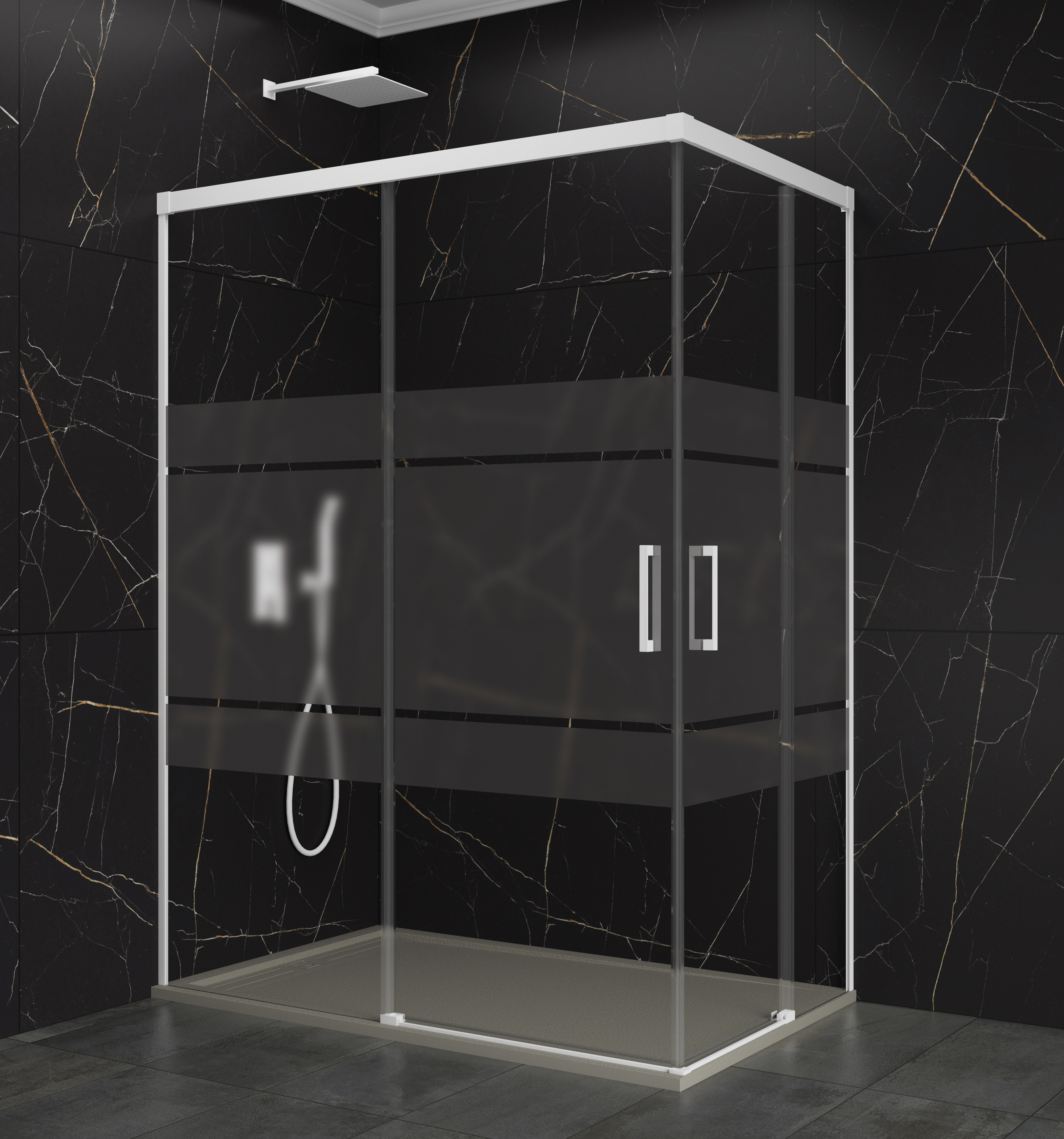 PAROI DE DOUCHE BASIC ANGULAIRE FROST BL 100X100 - 6021+6021+5581