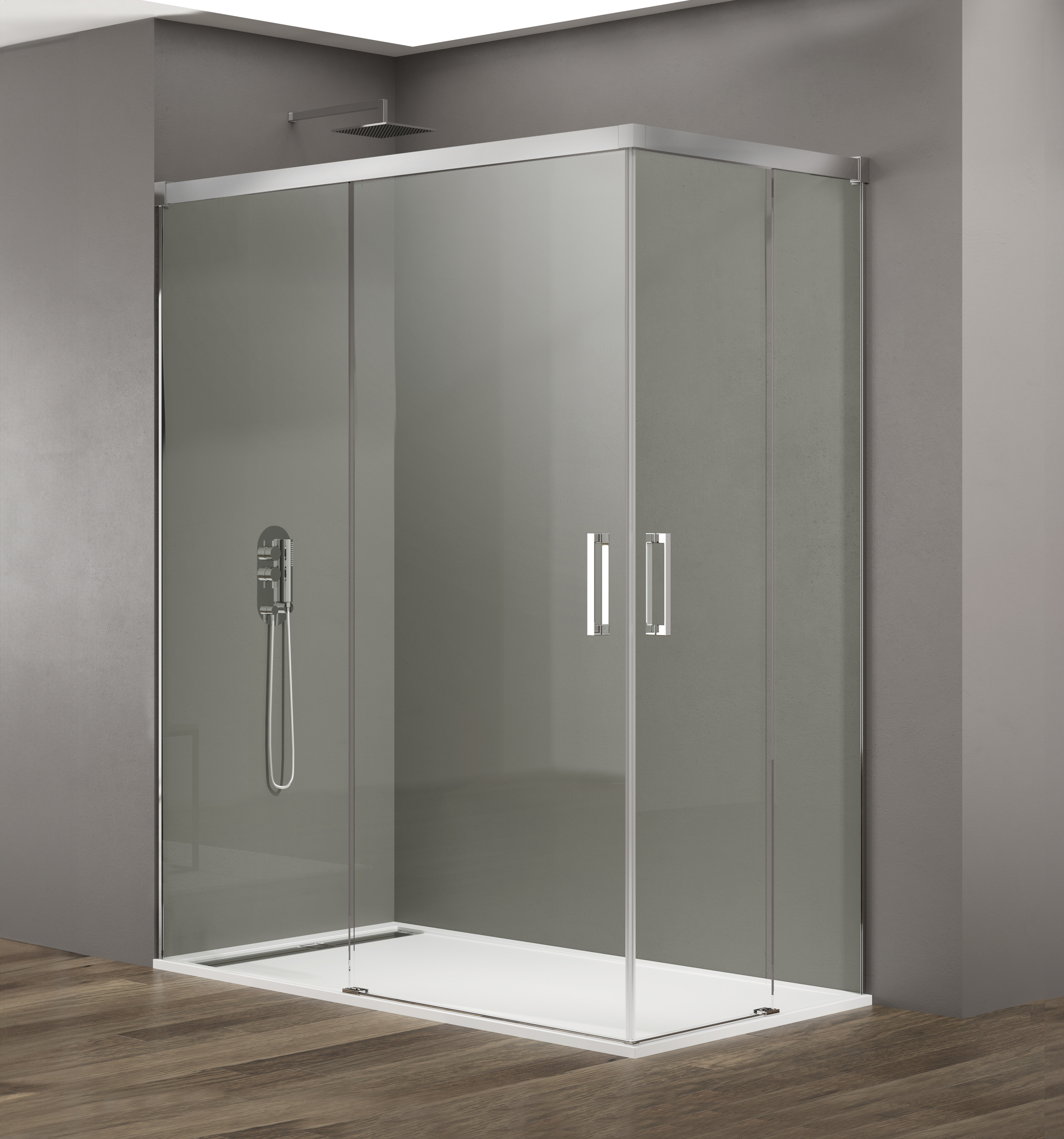 PAROI DE DOUCHE BASIC ANGULAIRE TP CHR 125X70 - 5005+5018+5424