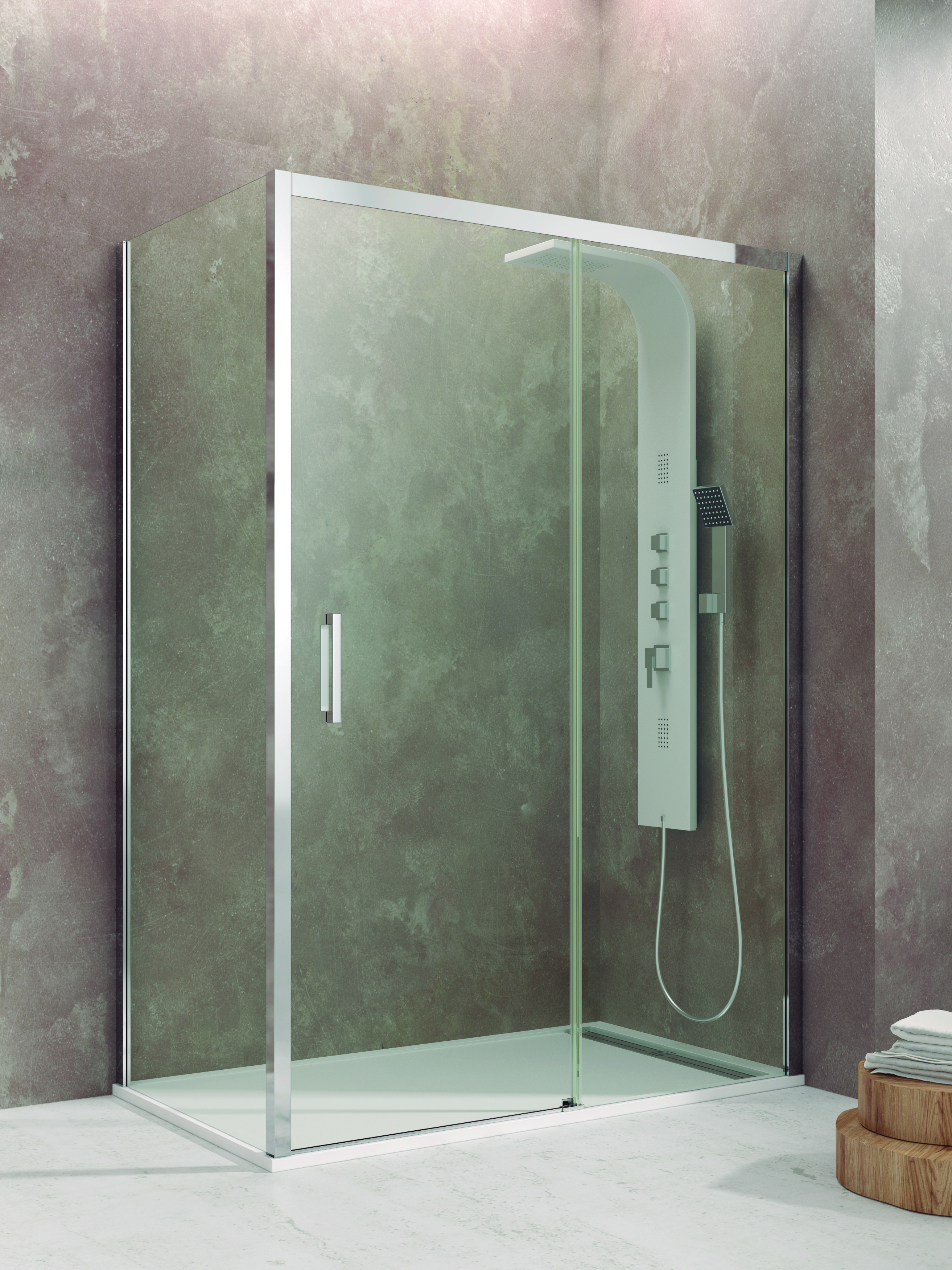 PAROI DE DOUCHE AKTUAL LAT70+ FRON COUL TP CHR 100 - 0280+0814