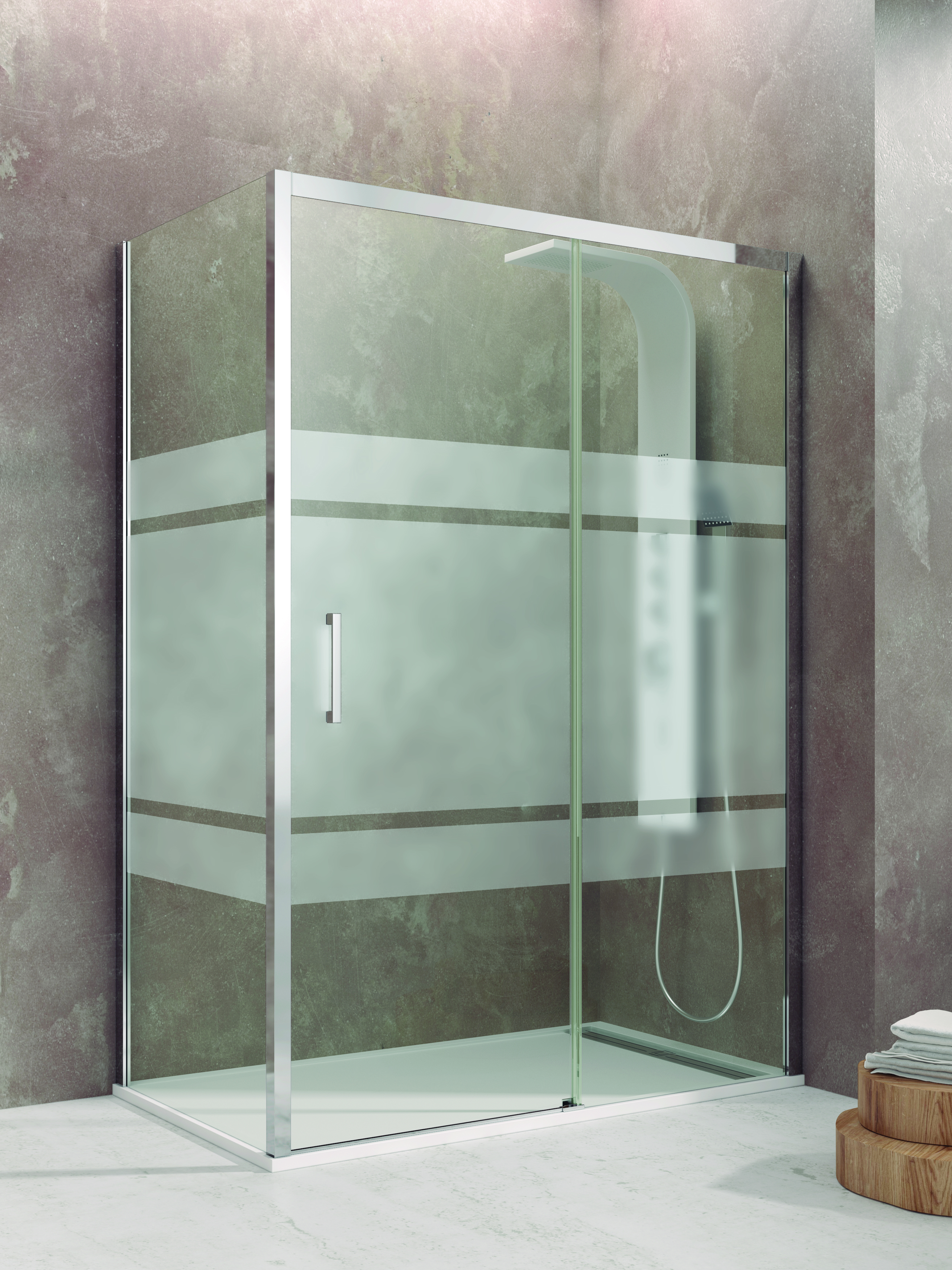 PAROI DE DOUCHE AKTUAL LAT70+ FRON COUL SG CHR 100 - 0580+0817