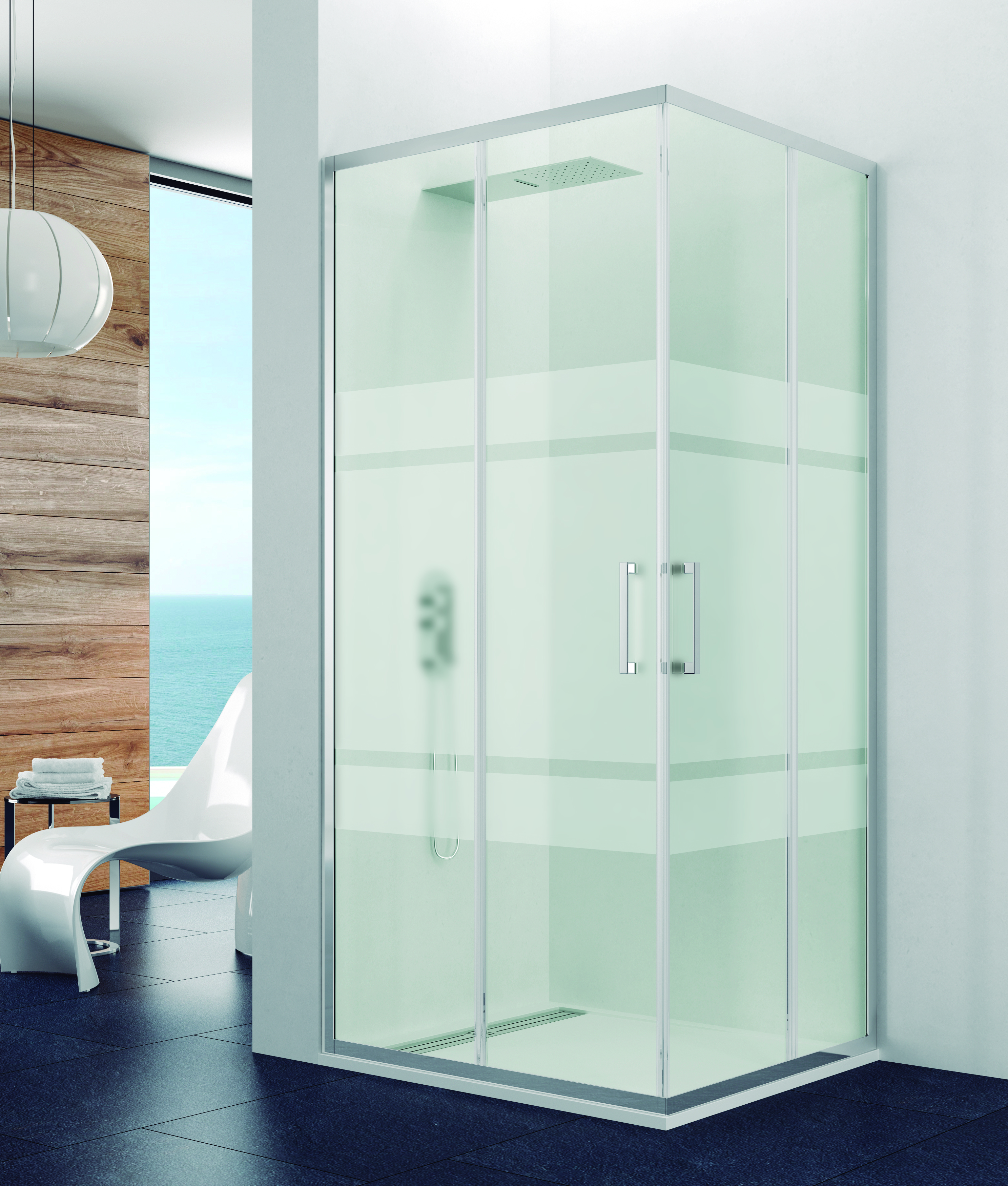 PAROI DE DOUCHE PRESTIGE ANGULAIRE FROST CHR 160X90 - 0278+0297