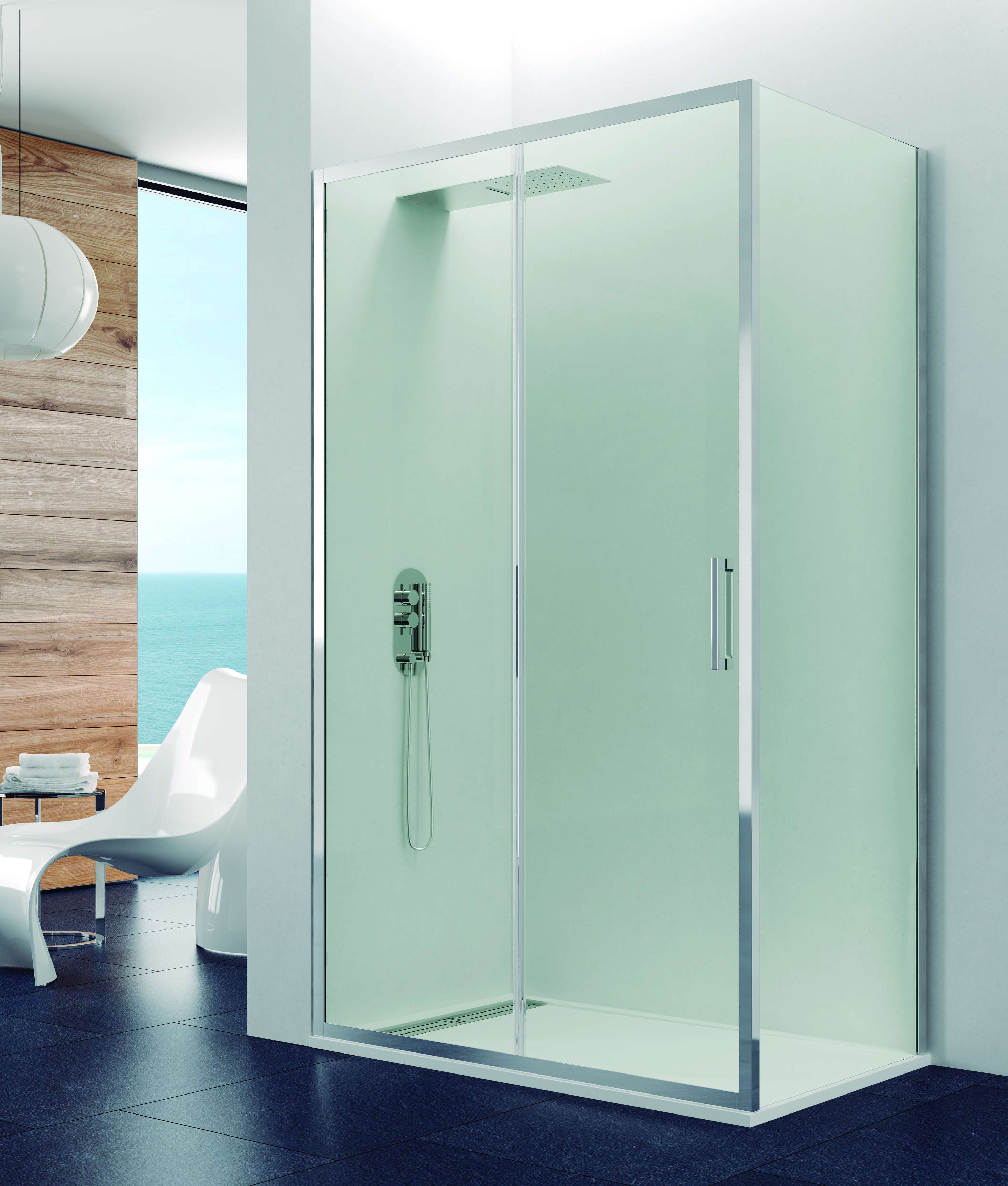 PAROI DE DOUCHE PRESTIGE LAT90+ FRON COUL TP CHR 120 - 0202+0816
