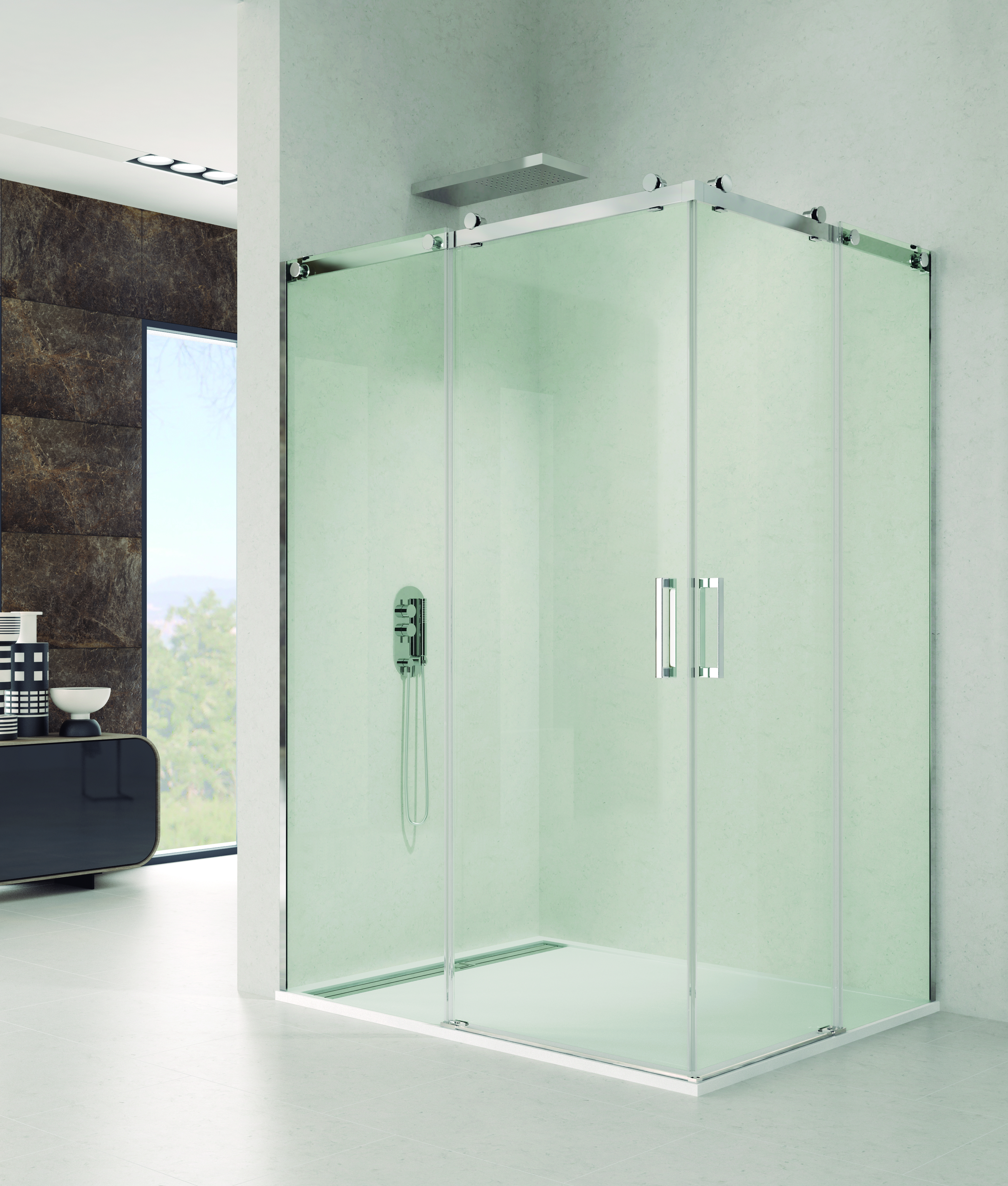 PAROI DE DOUCHE ROTARY ANGULAIRE TP CHR 110X70 - 5002+5018+5224+5231+5239