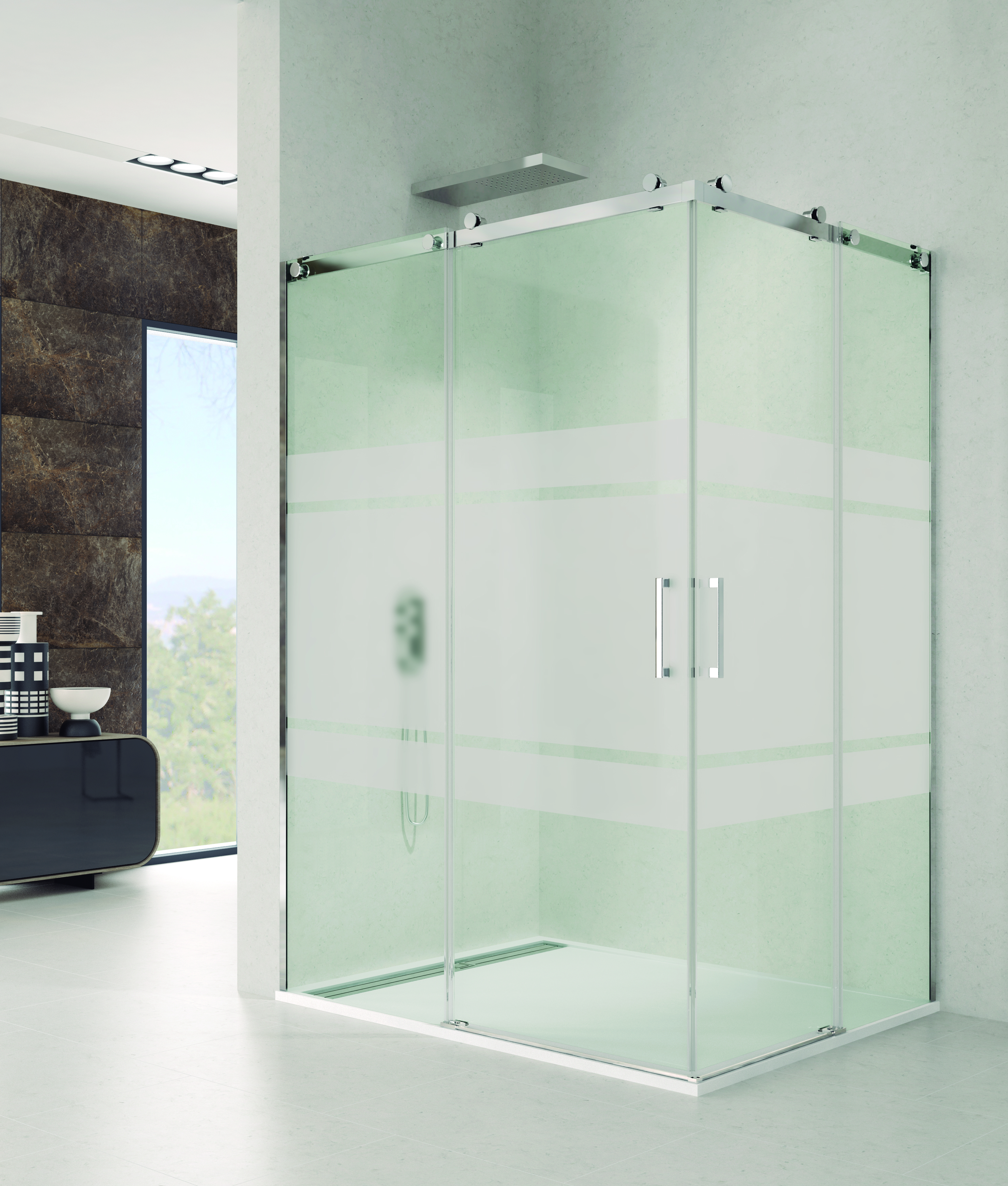 PAROI DE DOUCHE ROTARY ANGULAIRE SG CHR 110X80 - 6002+6019+5224+5231+5240