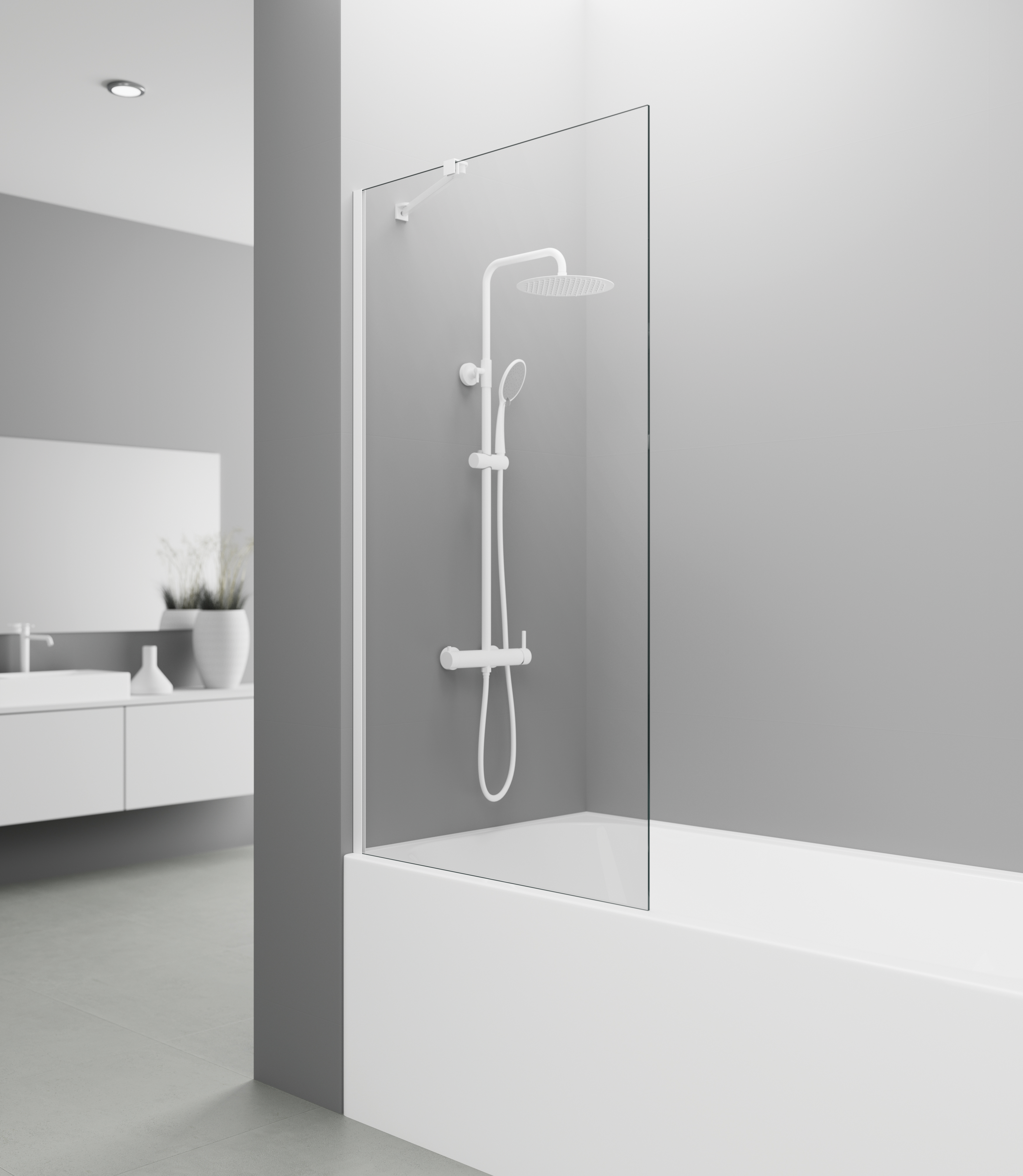 PANEL BAIGNOIRE FIXE SCREEN BLANC TRANSPARENT - 0118+0016+0186