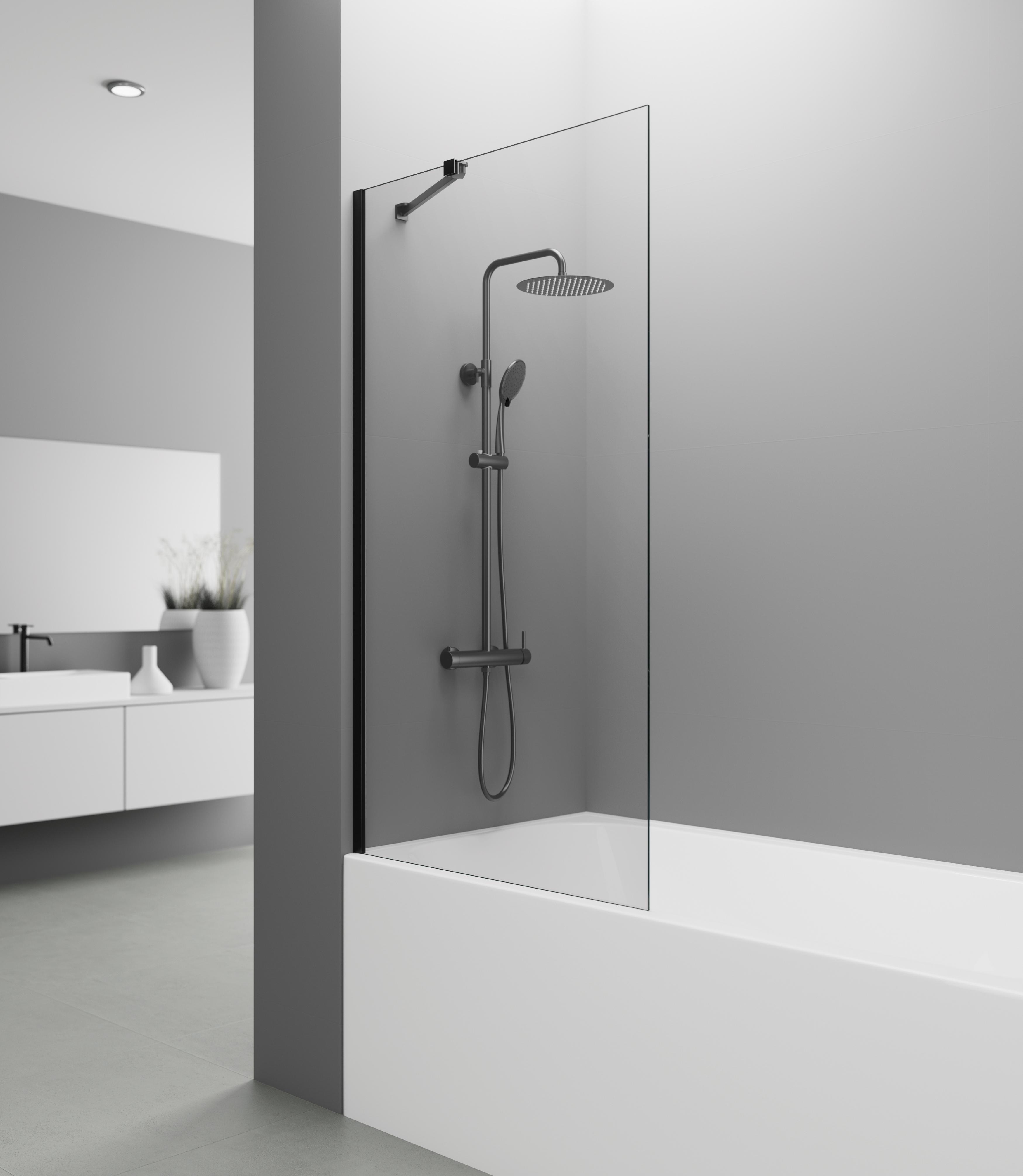 PANEL BAIGNOIRE FIXE SCREEN NOIR TRANSPARENTE - 0118N