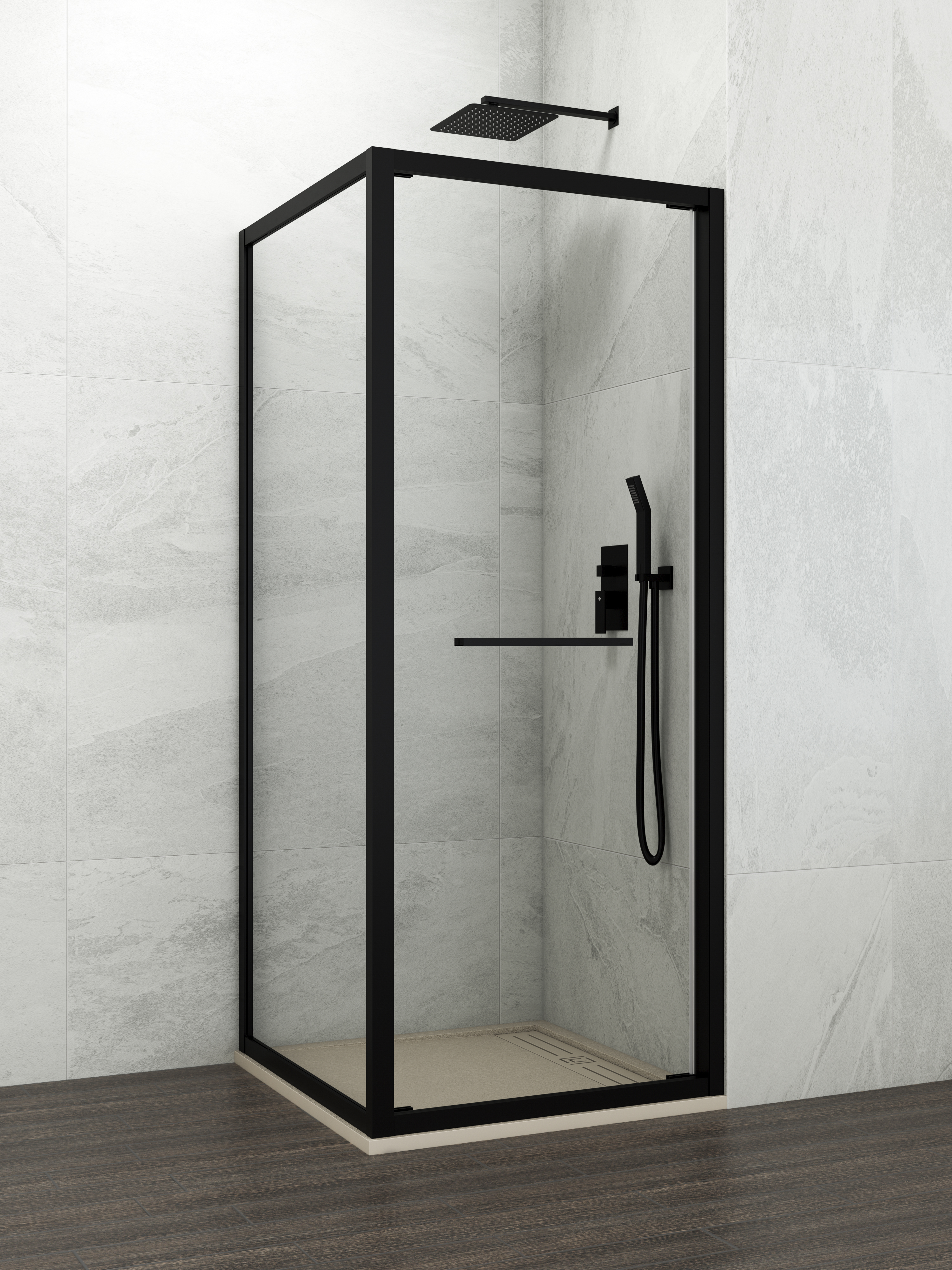 PAROI DOUCHE SPAZIO BLACK LAT90 + FRONTAL 70 C/9012 - 1265N+1261N+9012