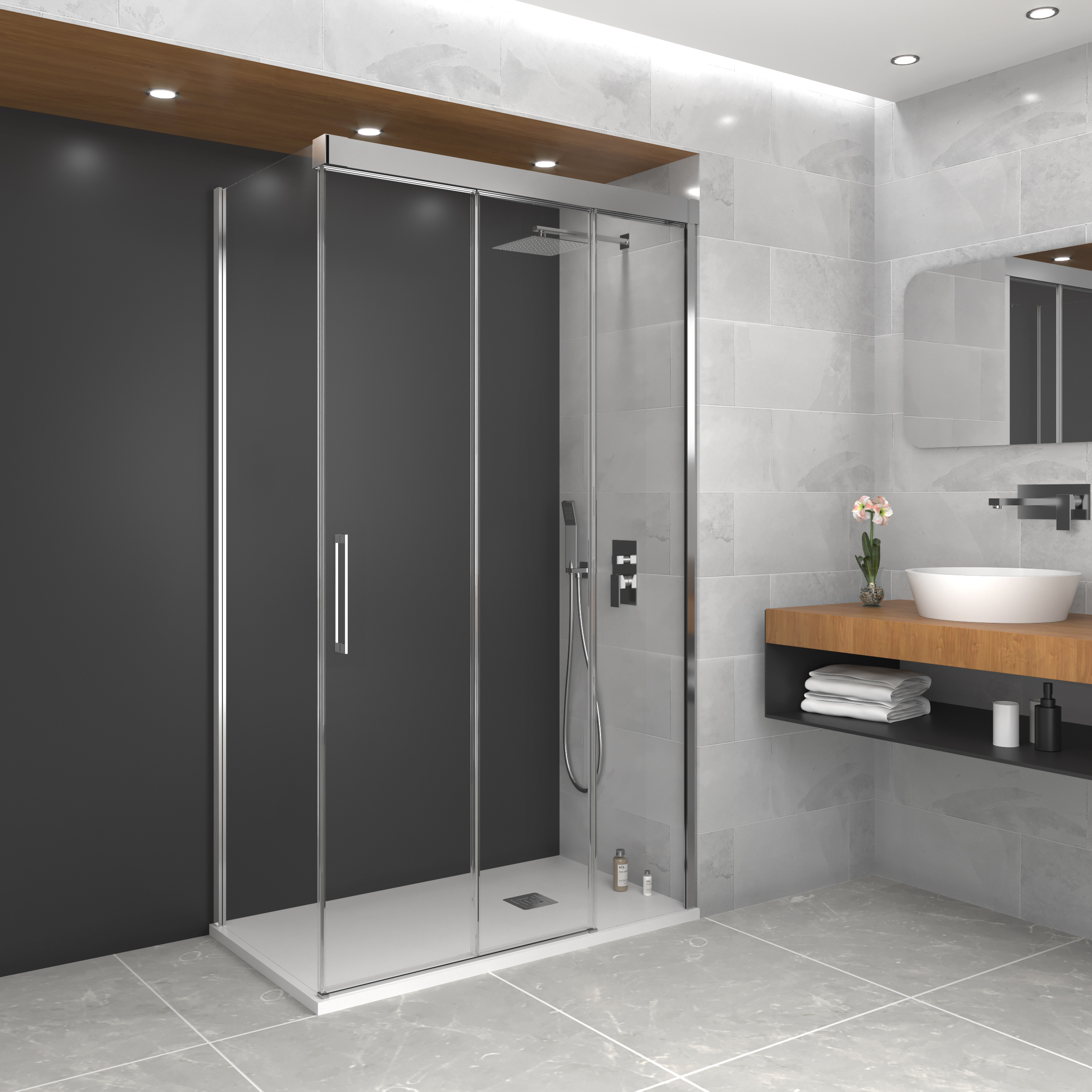 PAROI DE DOUCHE TRIO LAT80+ FRON COUL TP CHR 140 - 1240+1242