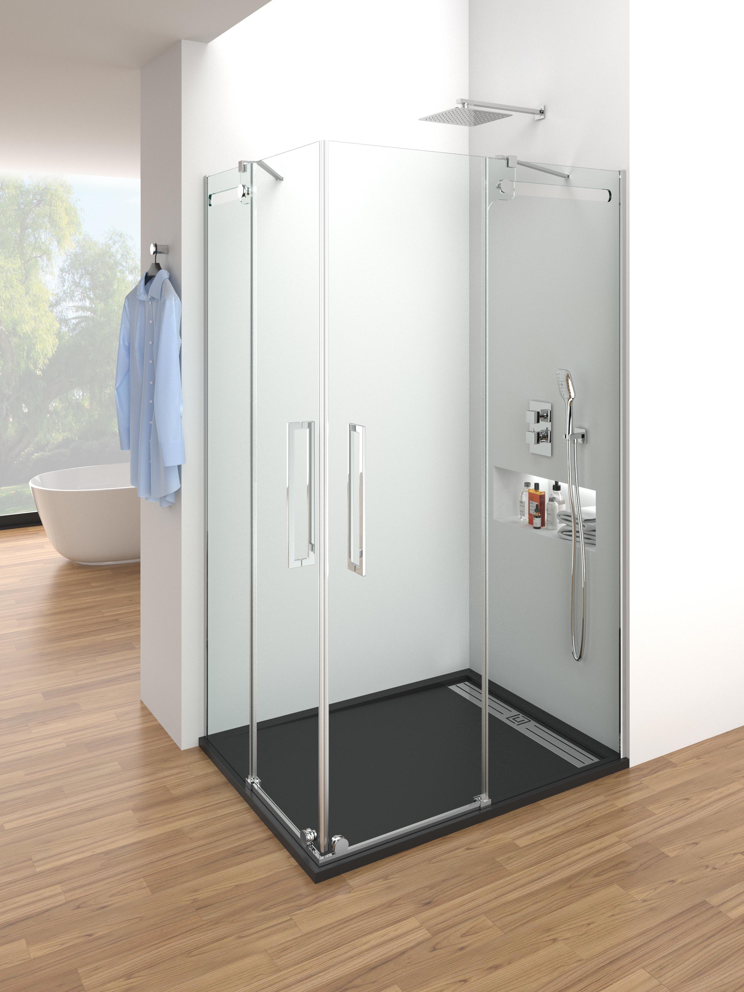 PAROI DE DOUCHE VETRUM ANGULAIRE TP CHR 100X70 - 1069+1066