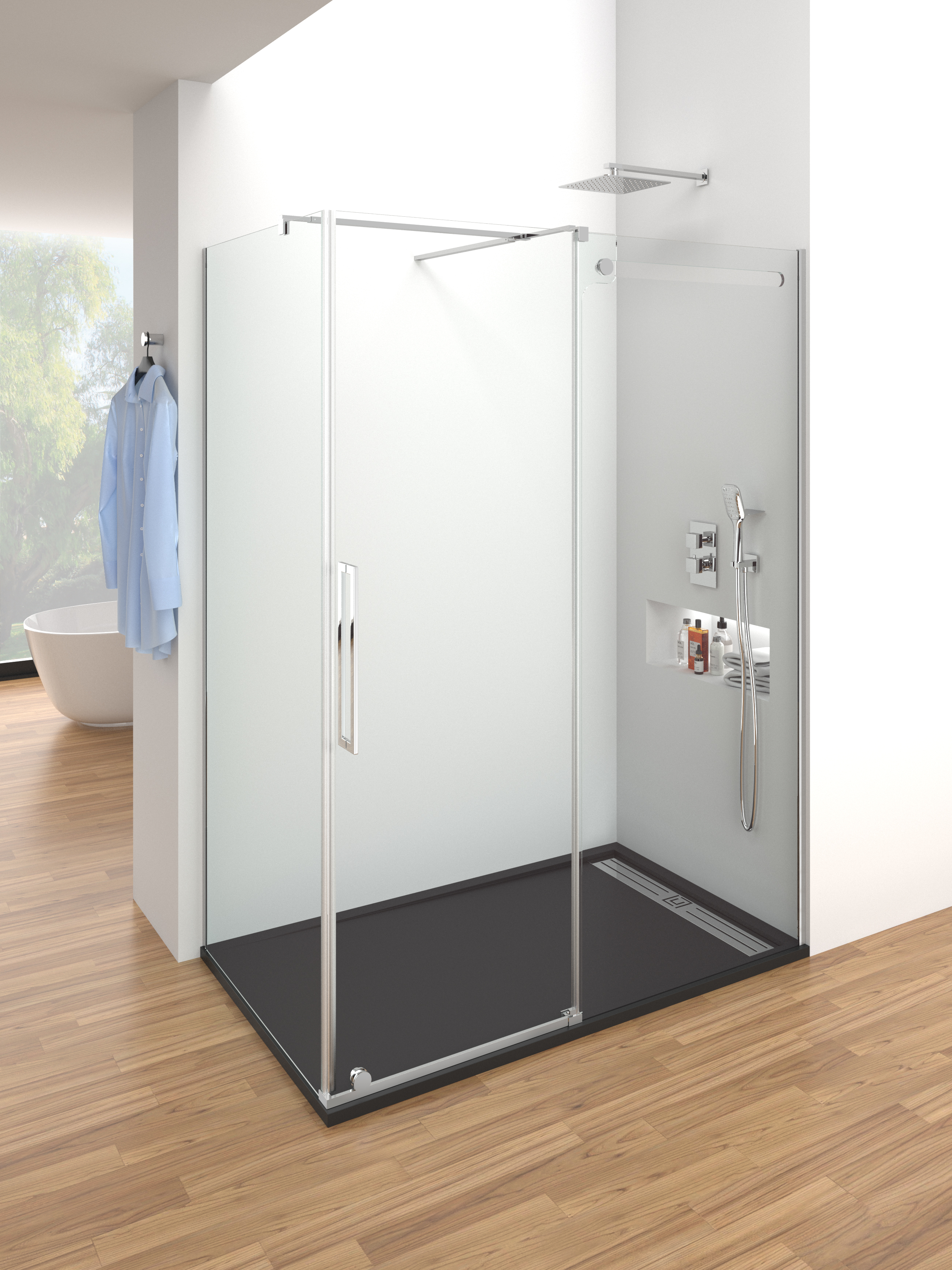 PAROI DE DOUCHE VETRUM LAT90+ FRON COUL TP CHR 150 - 1056A+1054B+1065