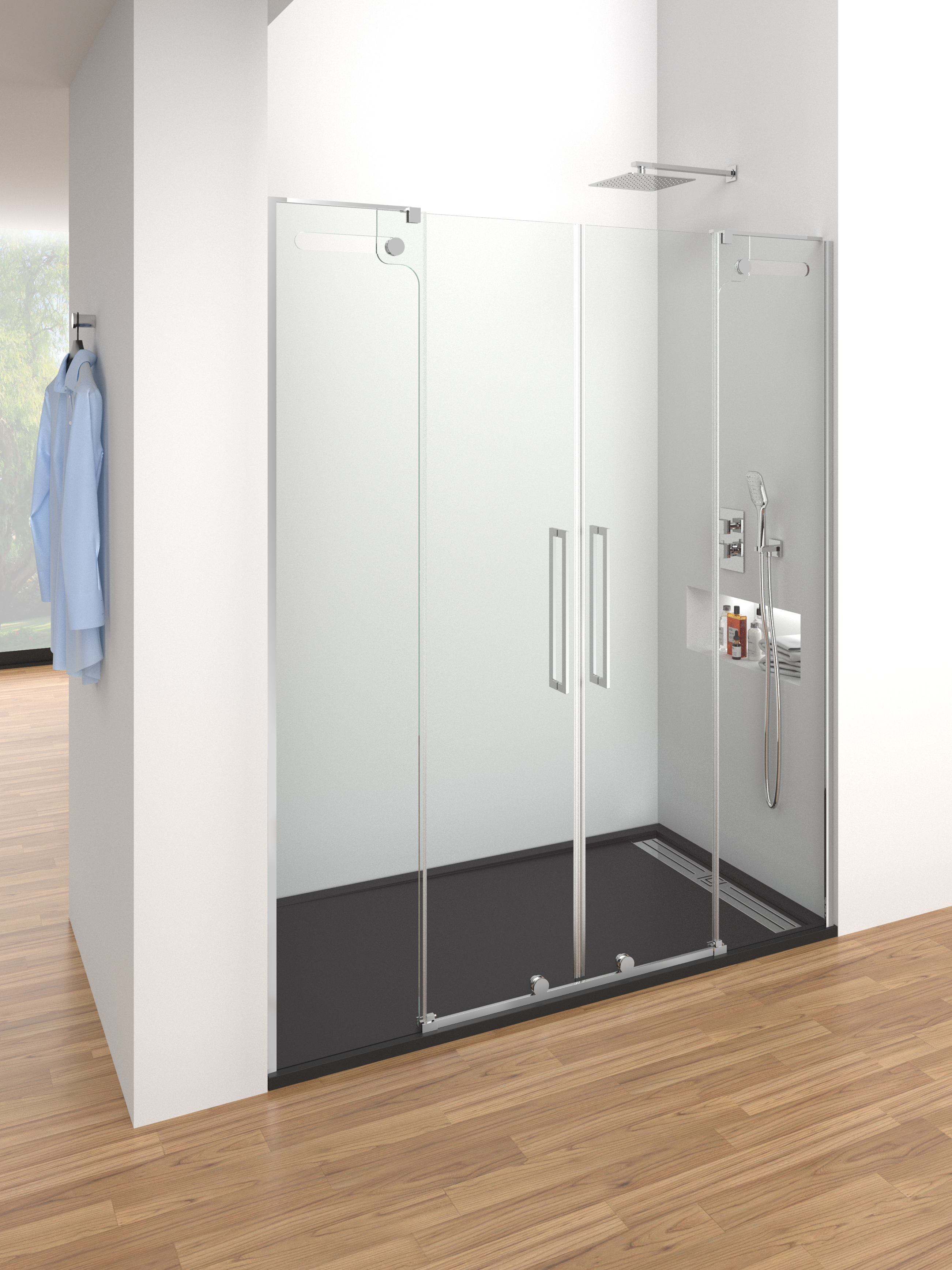 PAROI DE DOUCHE VETRUM FRONTALE COULISSANTE  2P2F TP CHR 190 - 1069+1069
