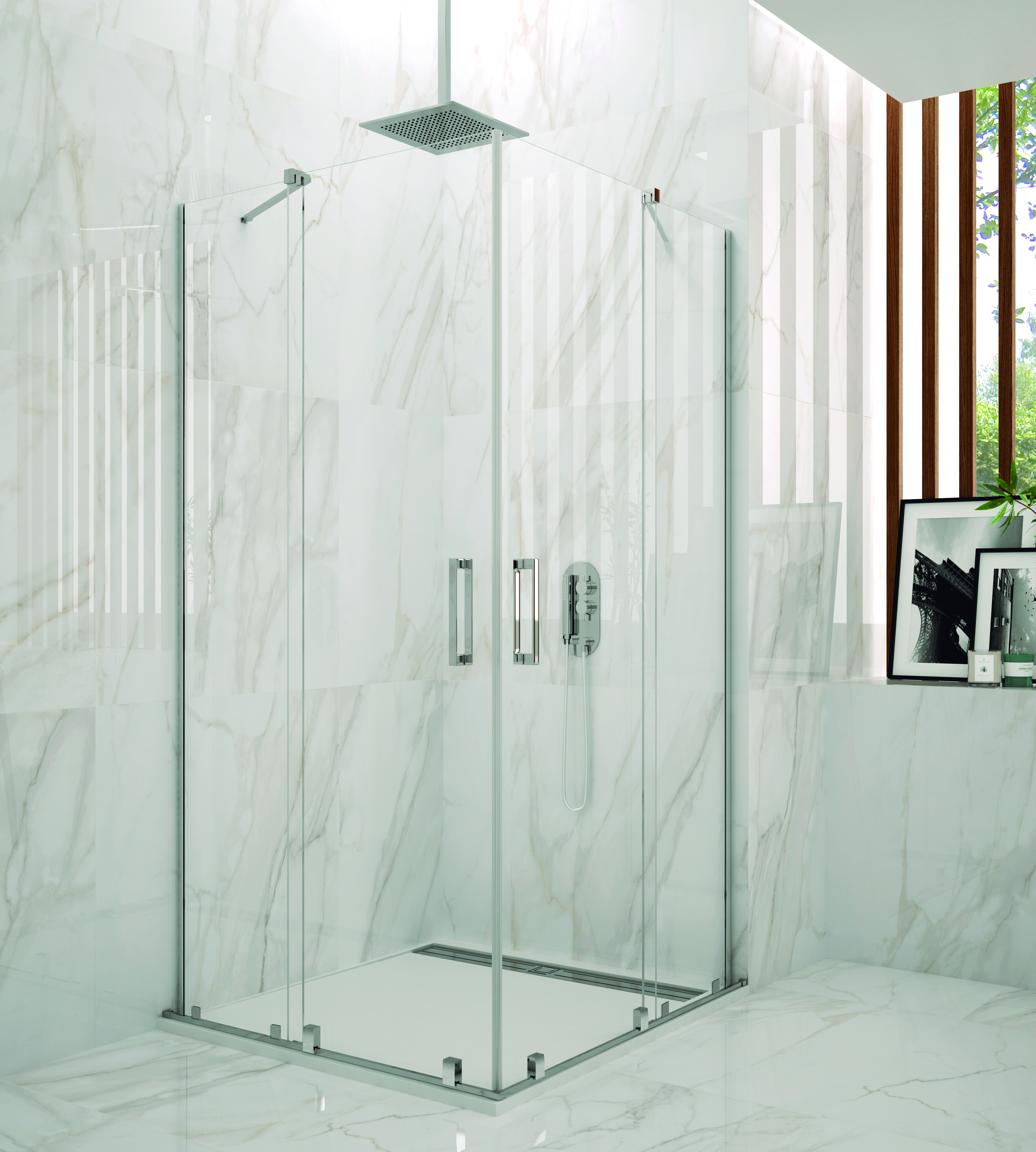 PAROI DE DOUCHE VITRO ANGULAIRE TP CHR 75X70 - 5029+5018+5523