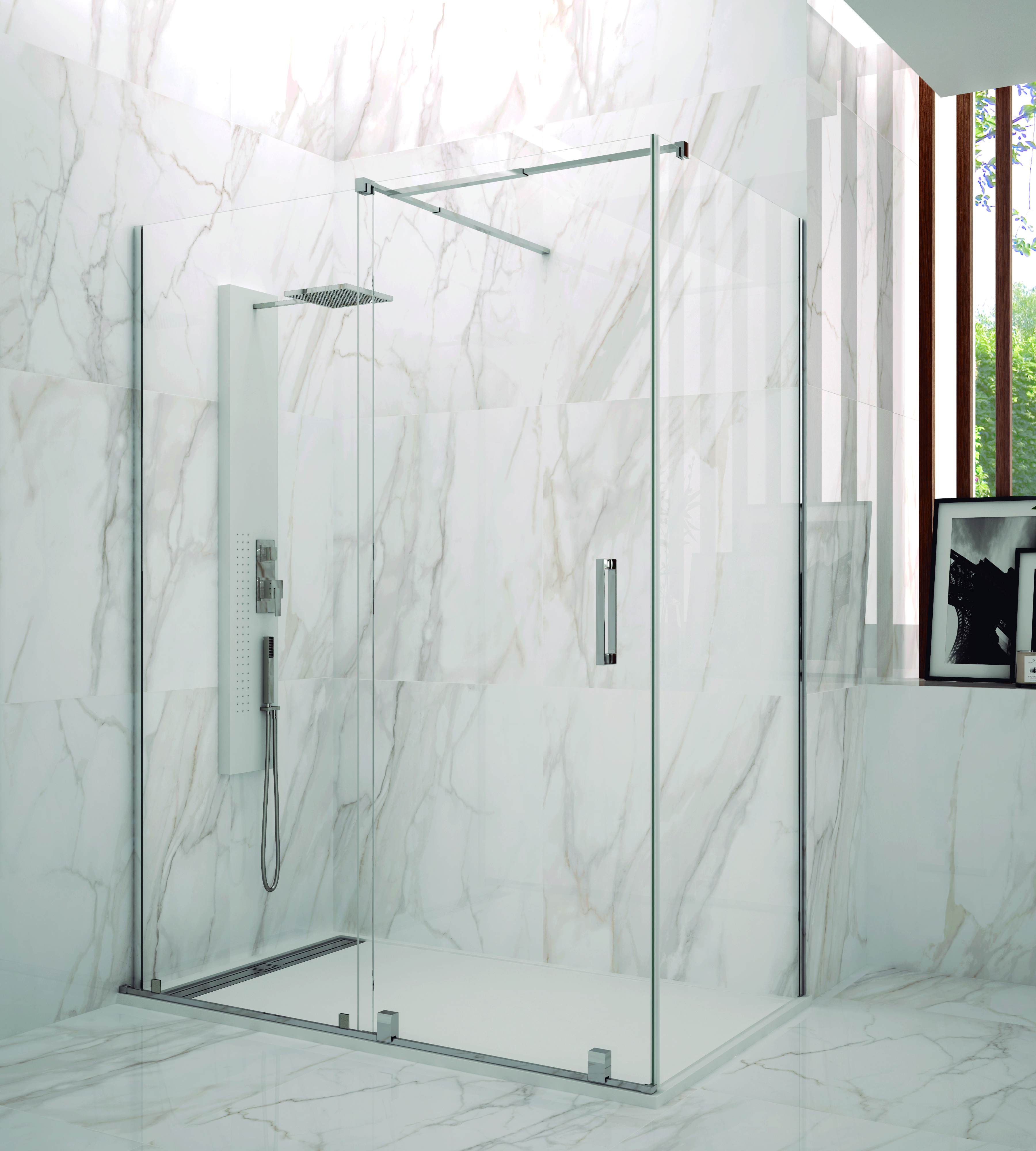 PAROI DE DOUCHE VITRO LAT80+ FRON COUL TP CHR 100 - 5001+5534+5026+5545