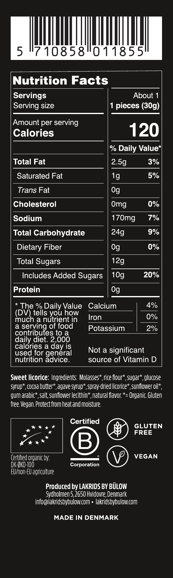Nutrition label