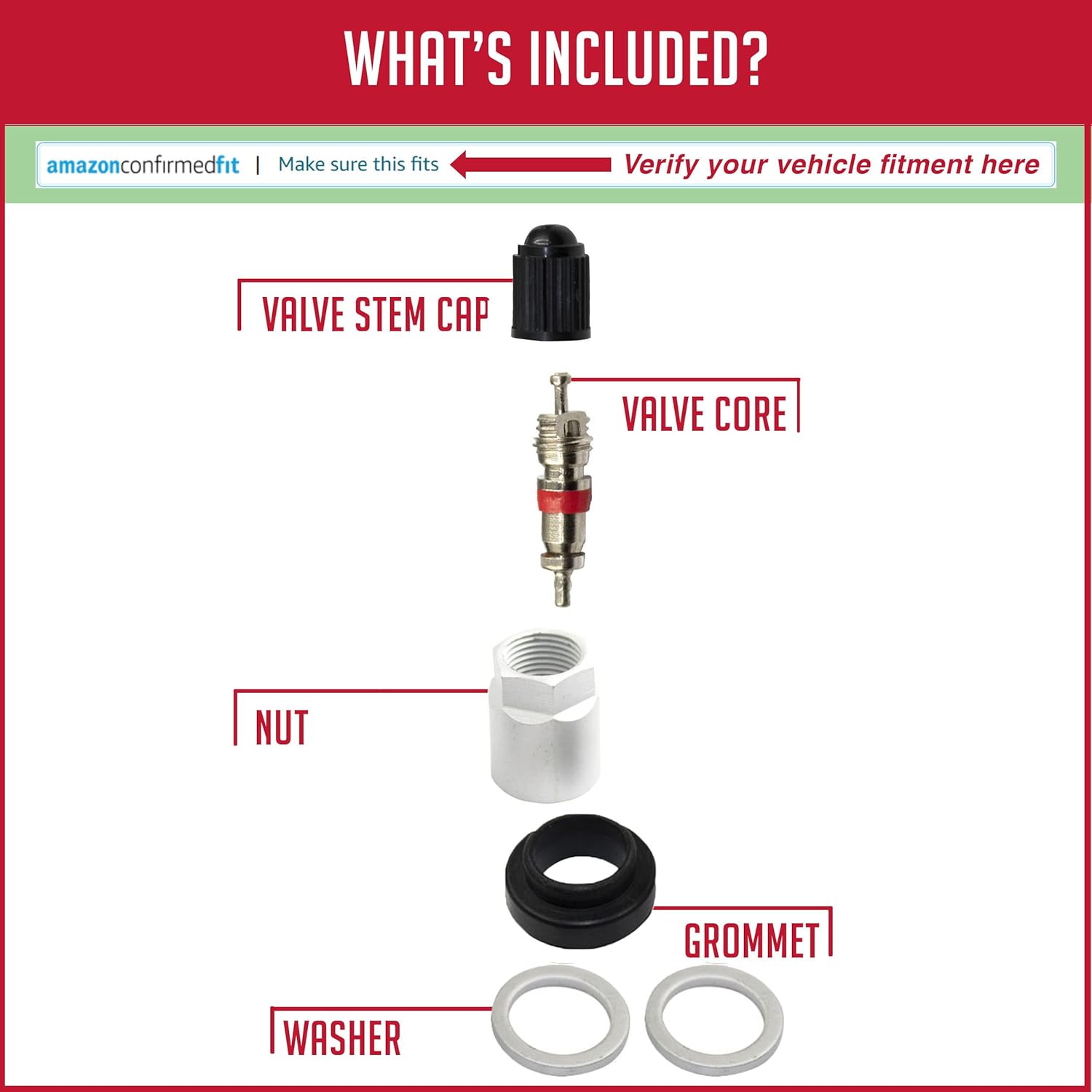 PDQ TPMS Service Kits | 12 Pack | Grommet Nut 2 Washers Core Cap | Fits BMW | Land Rover | Mercedes Equivalent to 1090 | 20023 | Used for OE Sensors 36106856227 | 36118378682