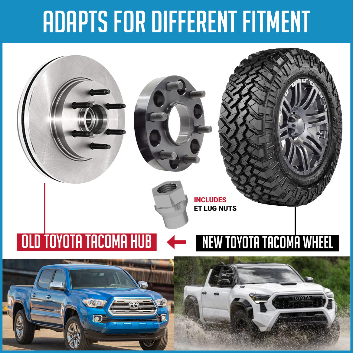 thumbnail image 2 of RDcobra91 1.5" Hub-Centric Wheel Spacers/Adapters (4-Pack) – 6x5.5 To 95.1mm Bore For Toyota Tacoma, 4Runner, FJ Cruiser, Sequoia 2 of 3