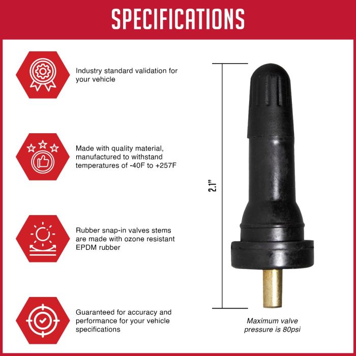 TPMS 12 PC OEM Sensor Service Kit Snap-in Tire Rubber Valve Stems Compatible with Schrader 20008 GM Fits Most 2006-Pres Ford 2009-Pres Subaru 2004-Pres Chrysler 2005-Pres Dodge 2005-Pres Jeep 2005-Pres