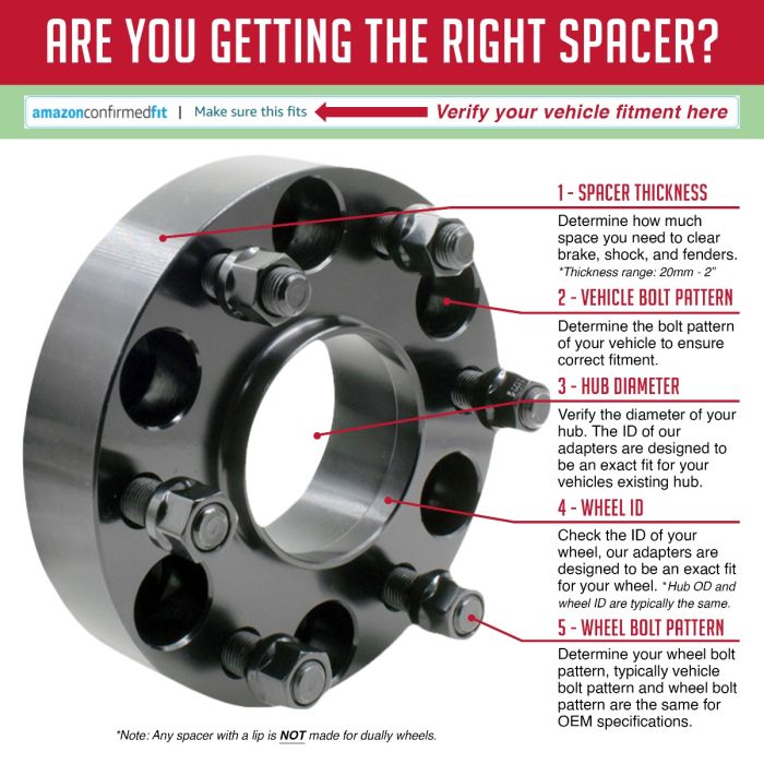 4 PC Wheel Spacers Adapter - 6x5.5 To 5x4.75, 2 Inch Thick, M14x1.5, BWA, 6061-T6 Aluminum
