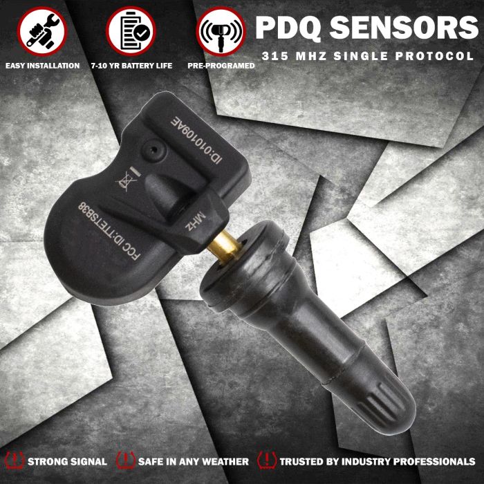 PDQ TPMS 315 MHZ Tire Pressure Sensor Rubber StemFor Toyota Lexus Direct Replacement For OE Part # 42607-0C020 | 42607-0E011 | 42607-33011 | 42607-35030 | 42607-52010