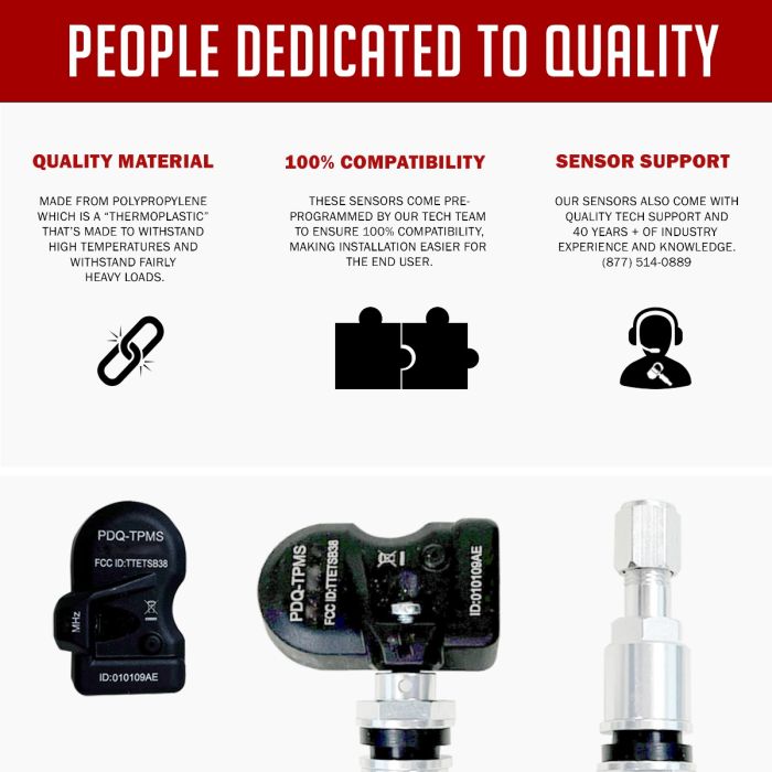 PDQ TPMS 315 MHZ Tire Pressure Sensor Metal Stem For Chevy GMC Cadillac Buick Pontiac Direct Replacment For OE Part # 13516164| 13581558 | 13598772 | 20922900 | 20964159