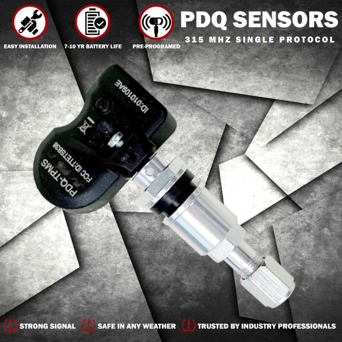 PDQ TPMS 315 MHZ Tire Pressure Sensor Metal Stem For Chevy GMC Cadillac Buick Pontiac Direct Replacment For OE Part # 13516164| 13581558 | 13598772 | 20922900 | 20964159