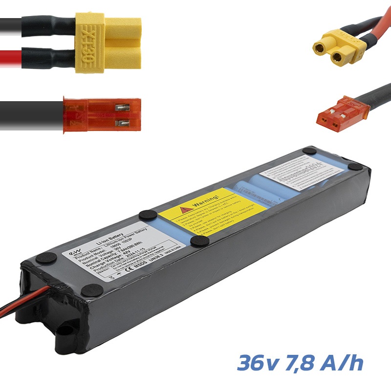 Batería 36v 7,8 A/h con conectores XT30 y JST - RuedaQrueda