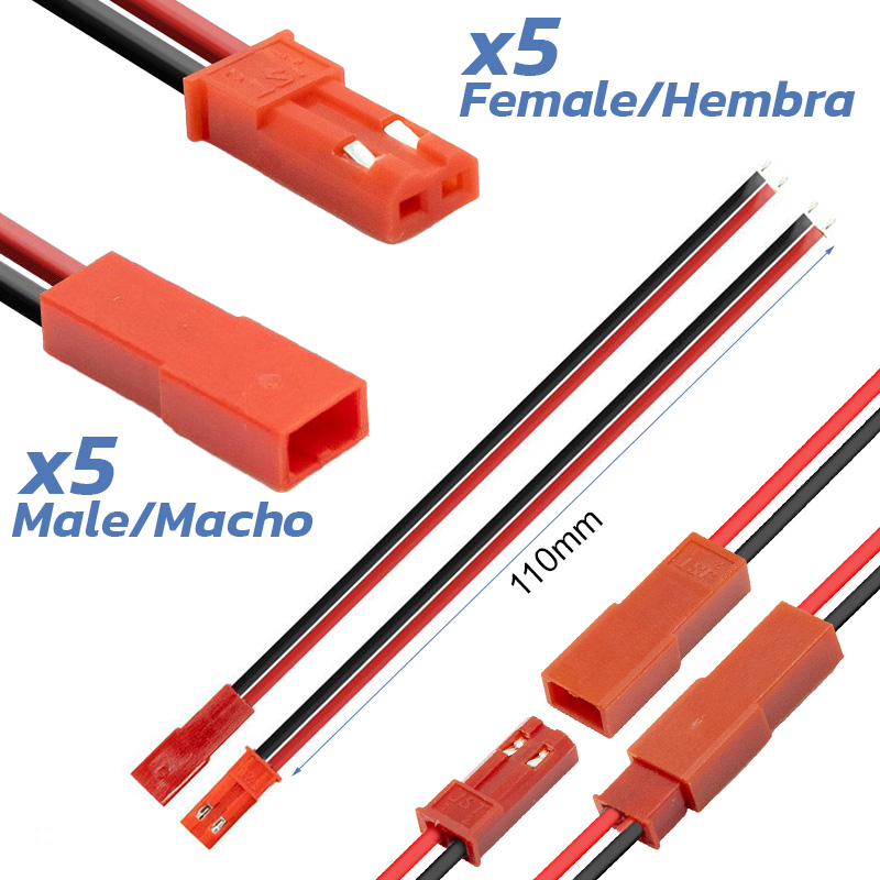 Conector JST con cable - 5M/5F - RuedaQrueda