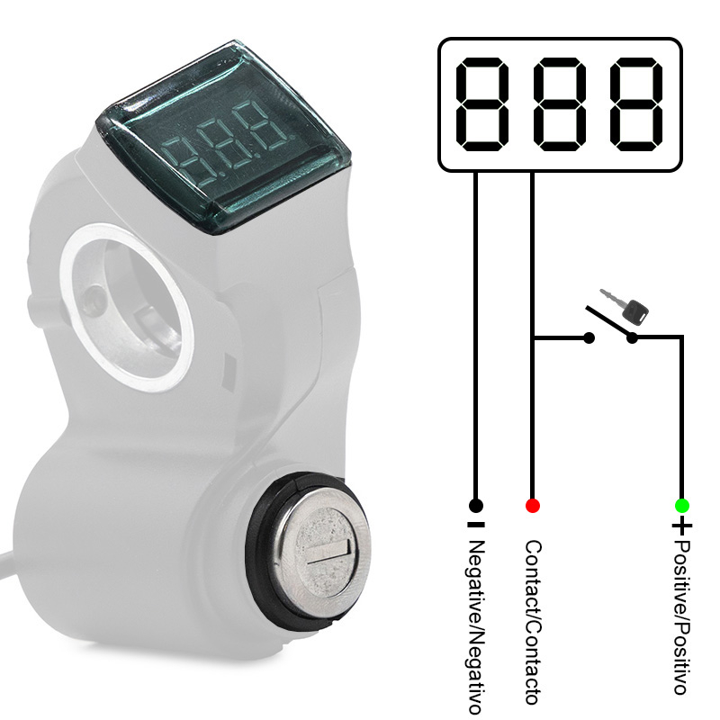 Llave de contacto con voltímetro - Conector waterproof - RuedaQrueda