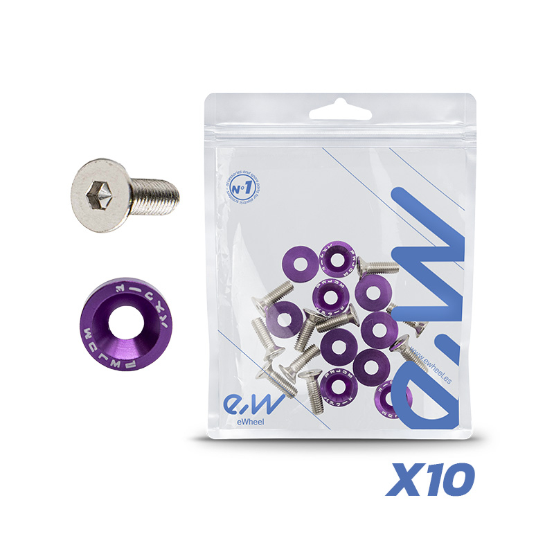 Arandela JDM violeta con tornillos M6x16 - 10uds - RuedaQrueda