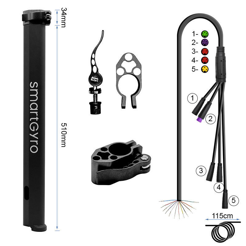 Mástil con cable original Smartgyro dual Crossover - negro - RuedaQrueda