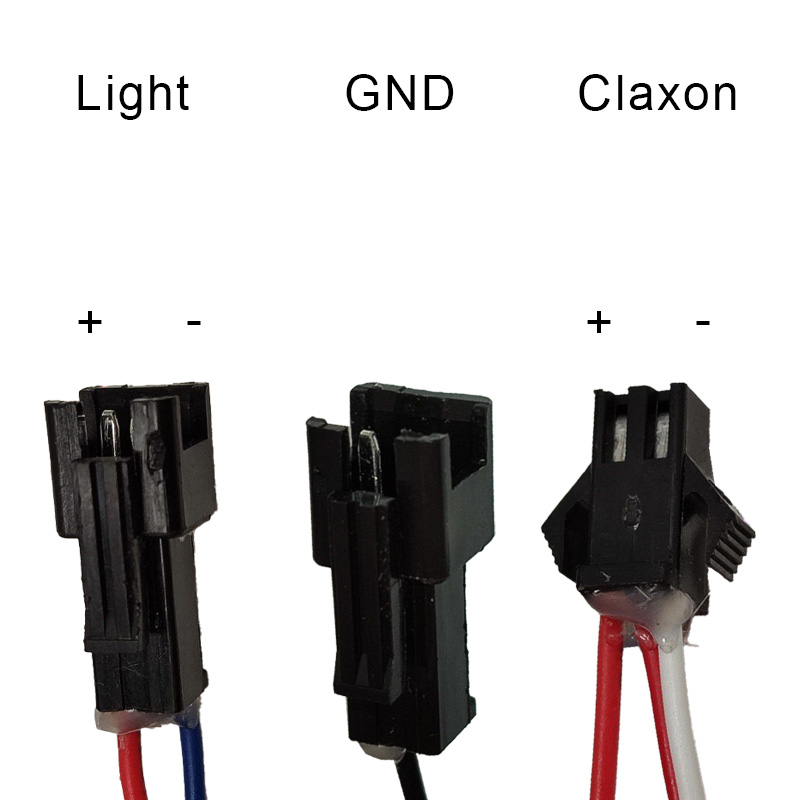 Faro led con claxon negro 36V-60V con conector SM - RuedaQrueda