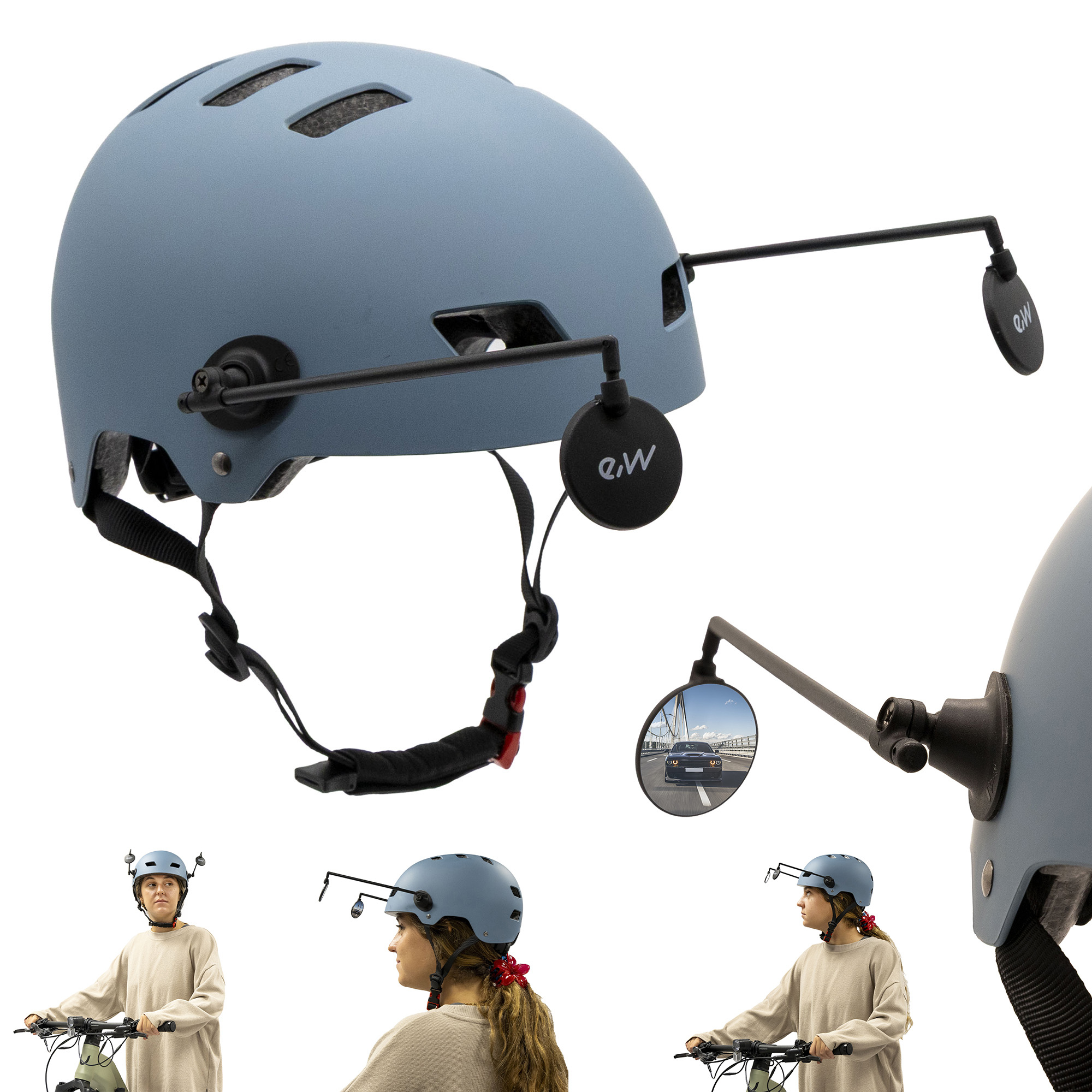 Espejo retrovisor lateral EWR002 para casco - ajustable y desmontable - RuedaQrueda